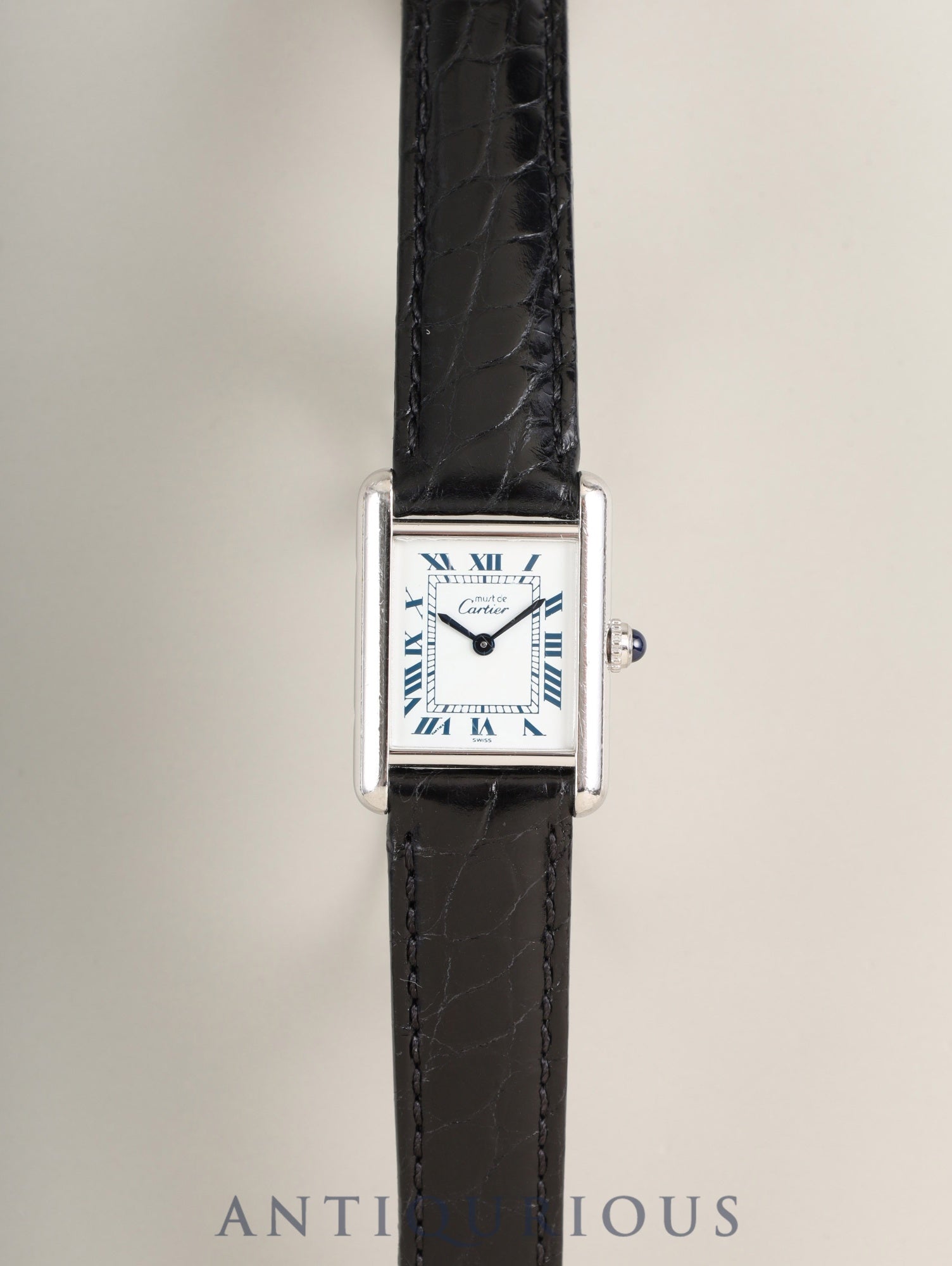 カルティエ マストタンク SM 6057002 クォーツ Cal.- SV925 革 純正Dバックル(SS)ホワイトローマン文字盤 (SWISS表記)カルティエブティックにてコンプリートサービス済み