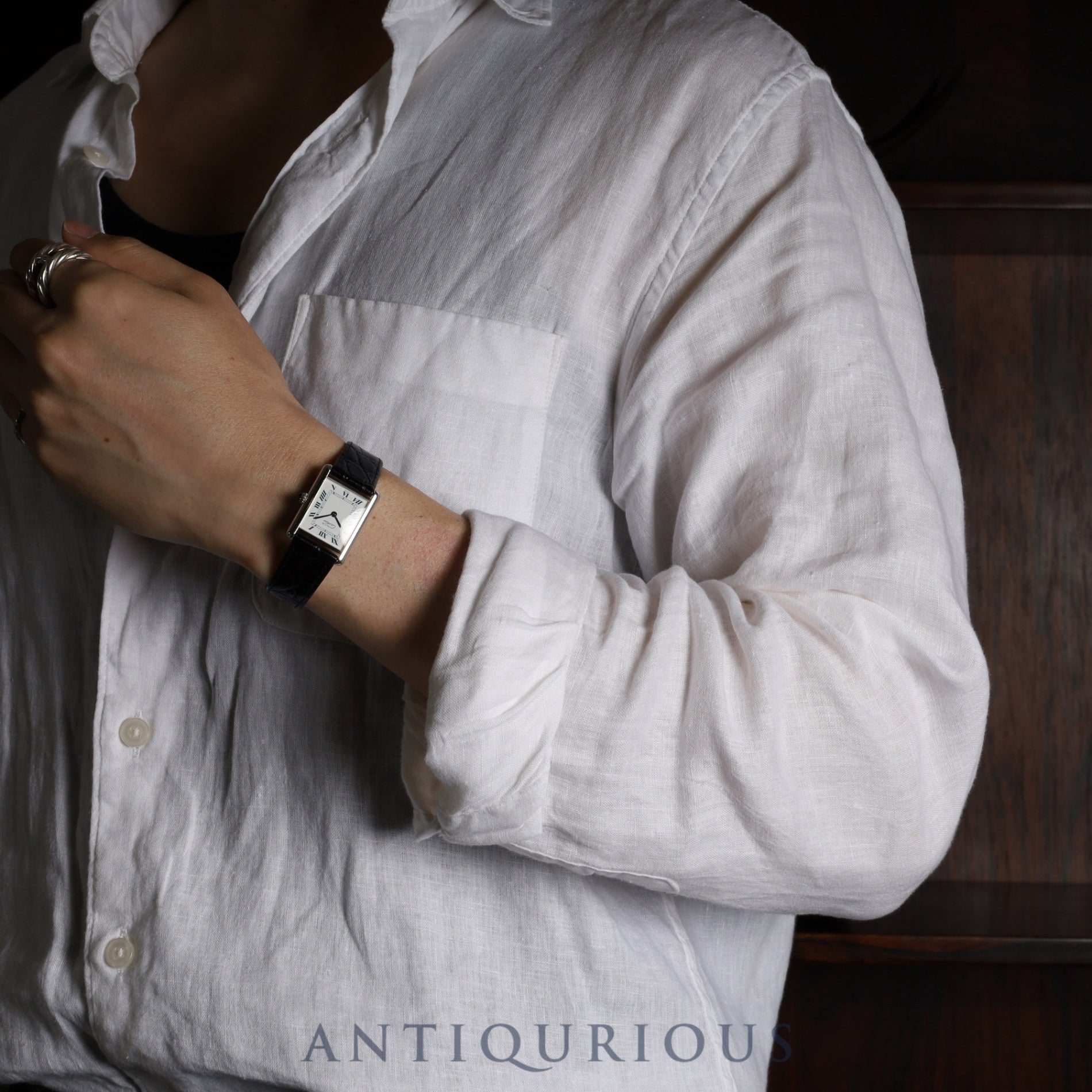 Cartier Must Tank LM 1616 Quartz Caliber 90 SV925 Leather Strap with Genuine Stainless Steel Buckle, White Roman Dial, Commemorative Engraving, Limited Edition of 100, Overhauled