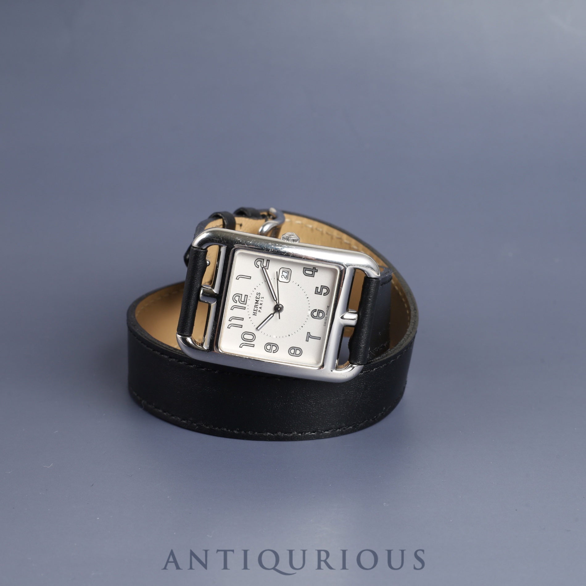 エルメス ケープコッド CC2.710 クォーツ SS 革 純正尾錠(SS) シルバーアラビア文字盤 純正替ベルト(A刻印:2017年) オーバーホール済み