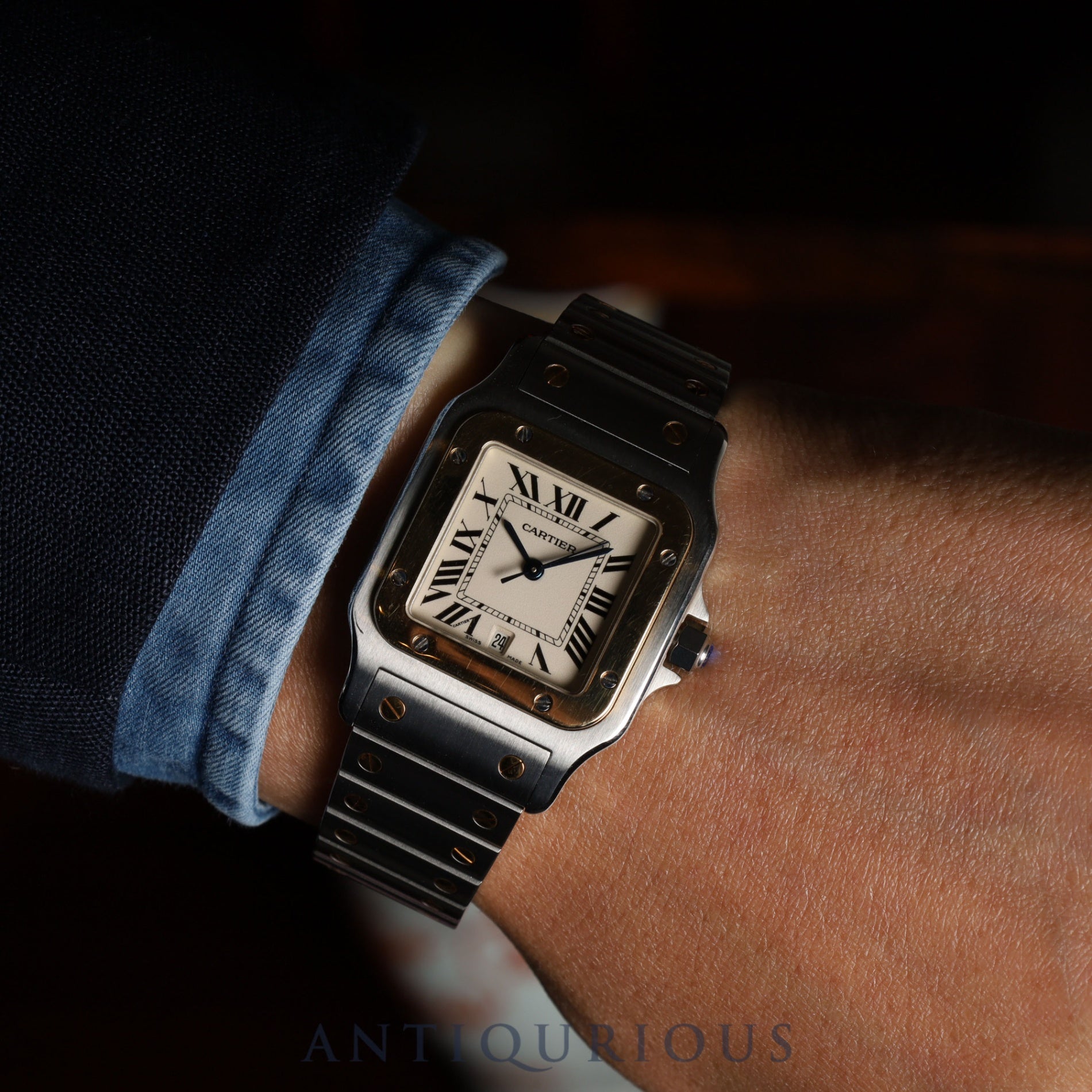 カルティエ サントス ガルベ LM W20011C4/1566 クォーツ Cal.687 SS/YG SS/YG アイボリー文字盤 箱 冊子 保証書(2006年)オーバーホール済み