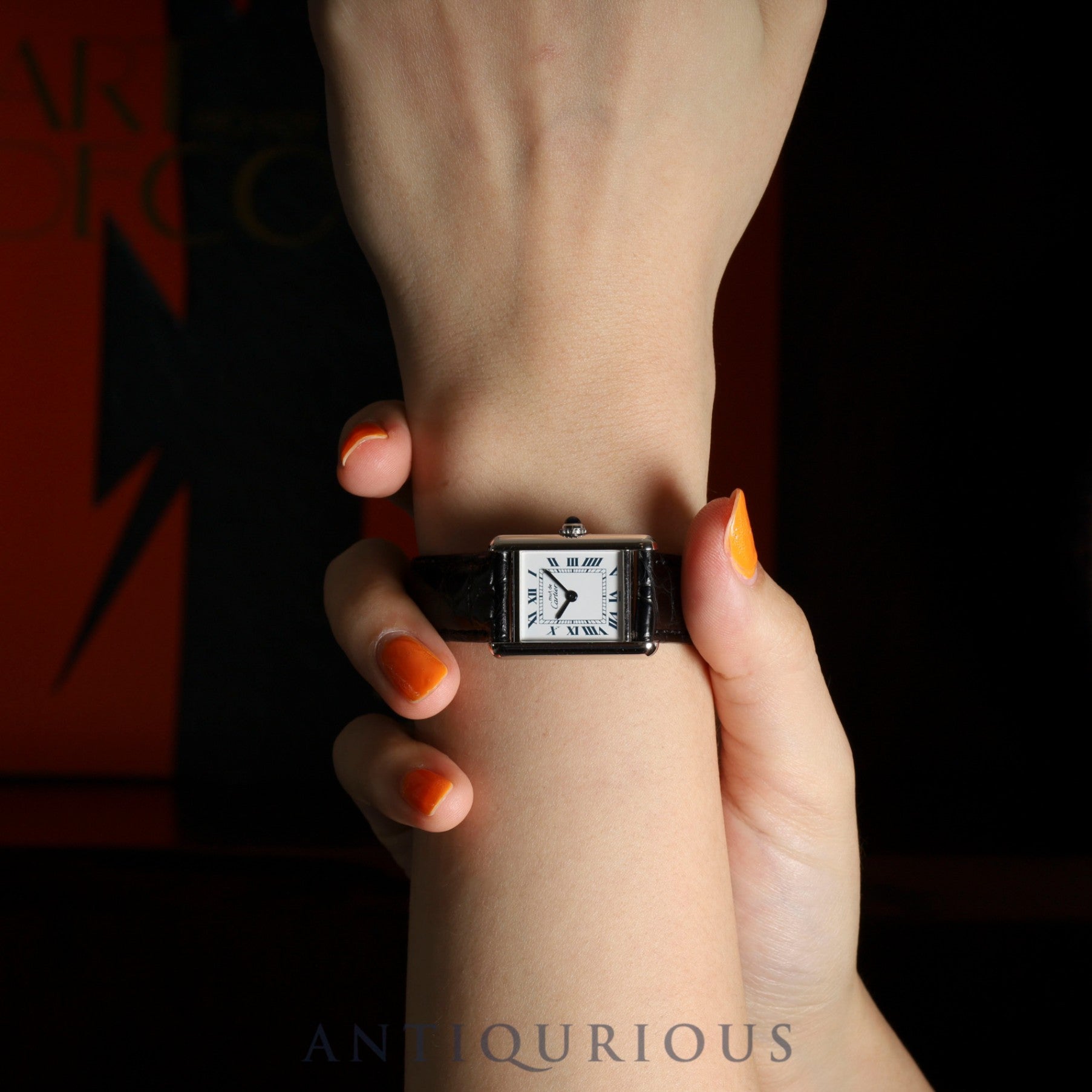 Cartier Must Tank SM W1001565 / 1614 Quartz Caliber 057 SV925 Leather Strap with Genuine D-Buckle (Stainless Steel) White Roman Dial Overhauled