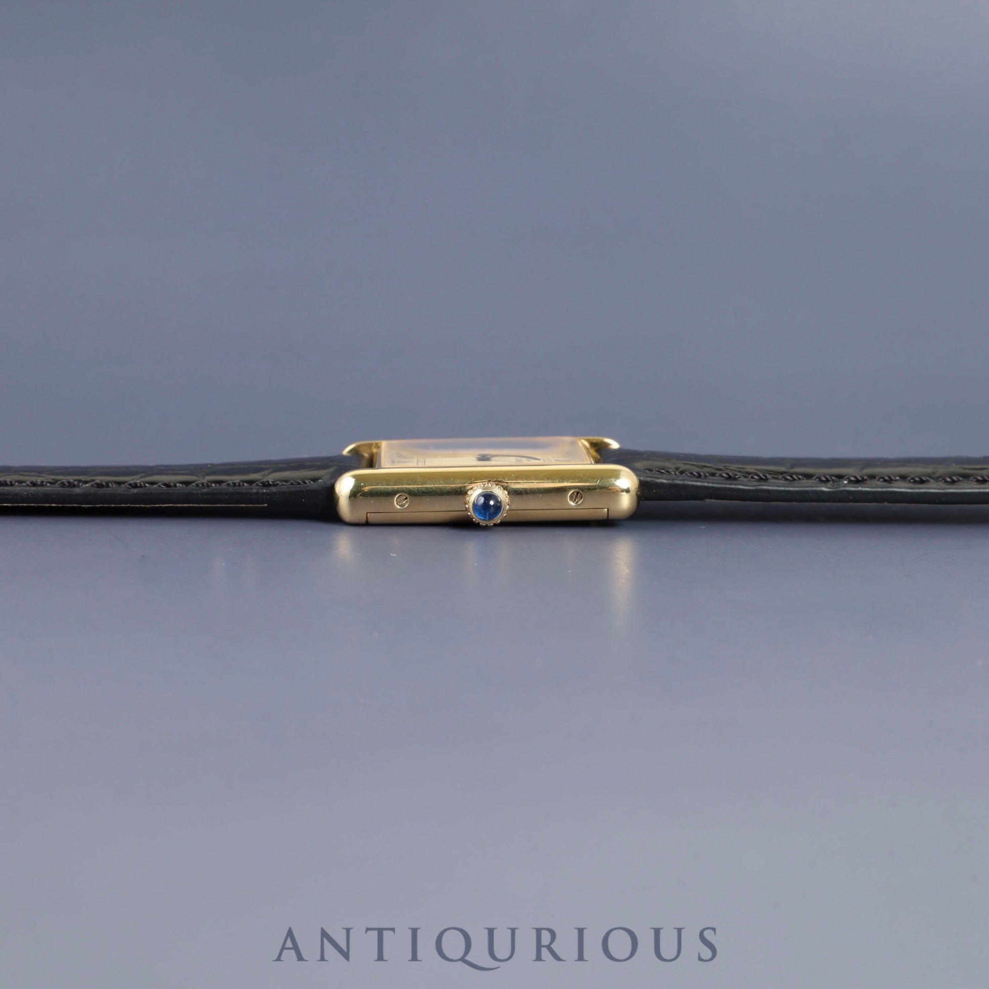 Cartier Must Tank LM Manual Winding SV925 Leather Watch with Genuine GP Buckle Ivory Roman Dial Overhauled and Finished to Look Like New