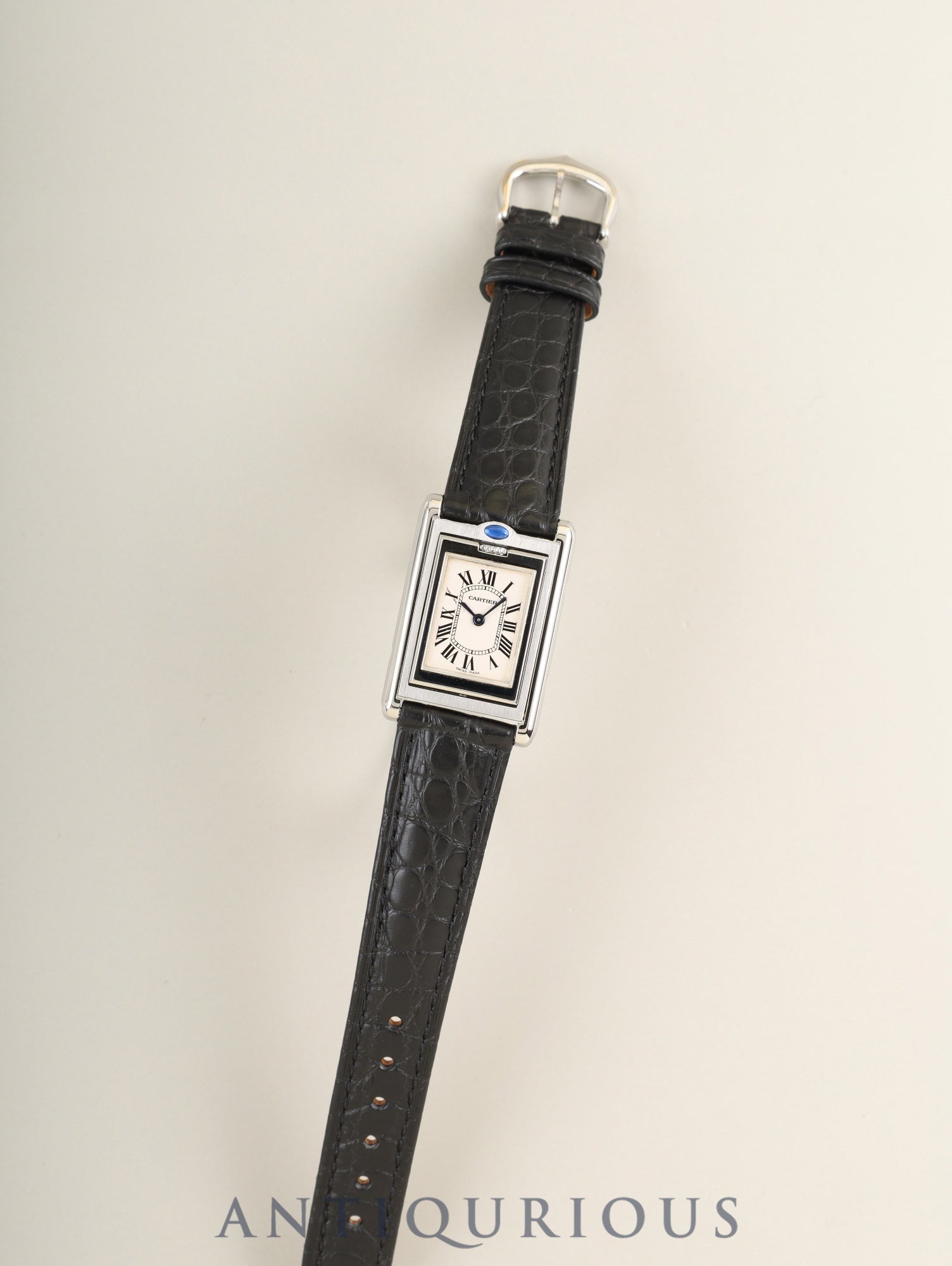 カルティエ タンク バスキュラント SM W10X1158 / 2386 クォーツ Cal.059 SS 革 純正ピンバックル(SS)ホワイトローマン文字盤 オーバーホール済み