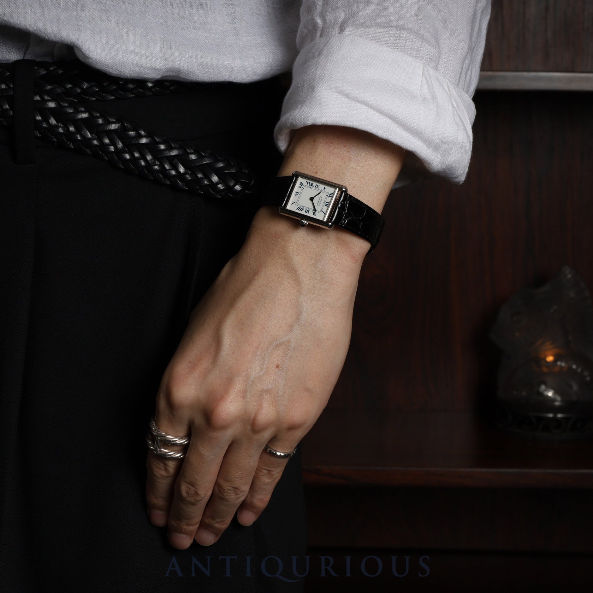 Cartier Must Tank LM 1616 Quartz Caliber 90 SV925 Leather Strap with Genuine Stainless Steel Buckle, White Roman Dial, Commemorative Engraving, Limited Edition of 100, Overhauled