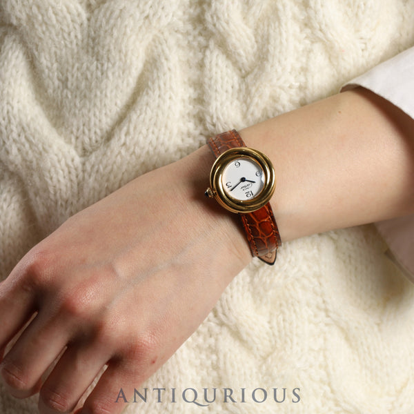 Cartier Must Trinity 2735 Quartz Cal.157 SV925 Leather Genuine Buckle (GP) White Arabic Dial Overhauled