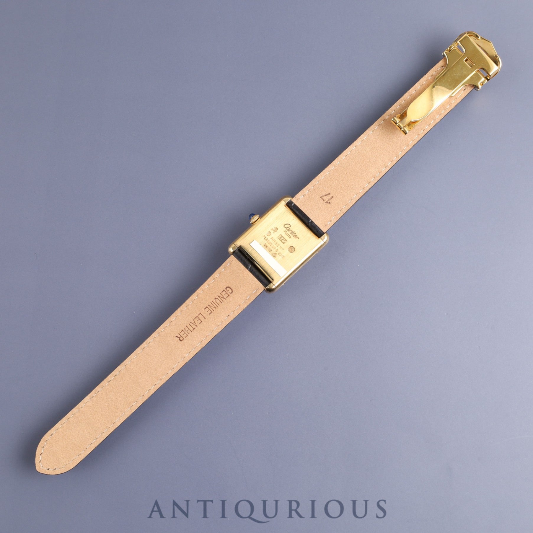 カルティエ マストタンク LM 手巻き Cal.78-1  SV925 革 純正Dバックル(GP)オニキス文字盤 オーバーホール済み 新品仕上げ済み