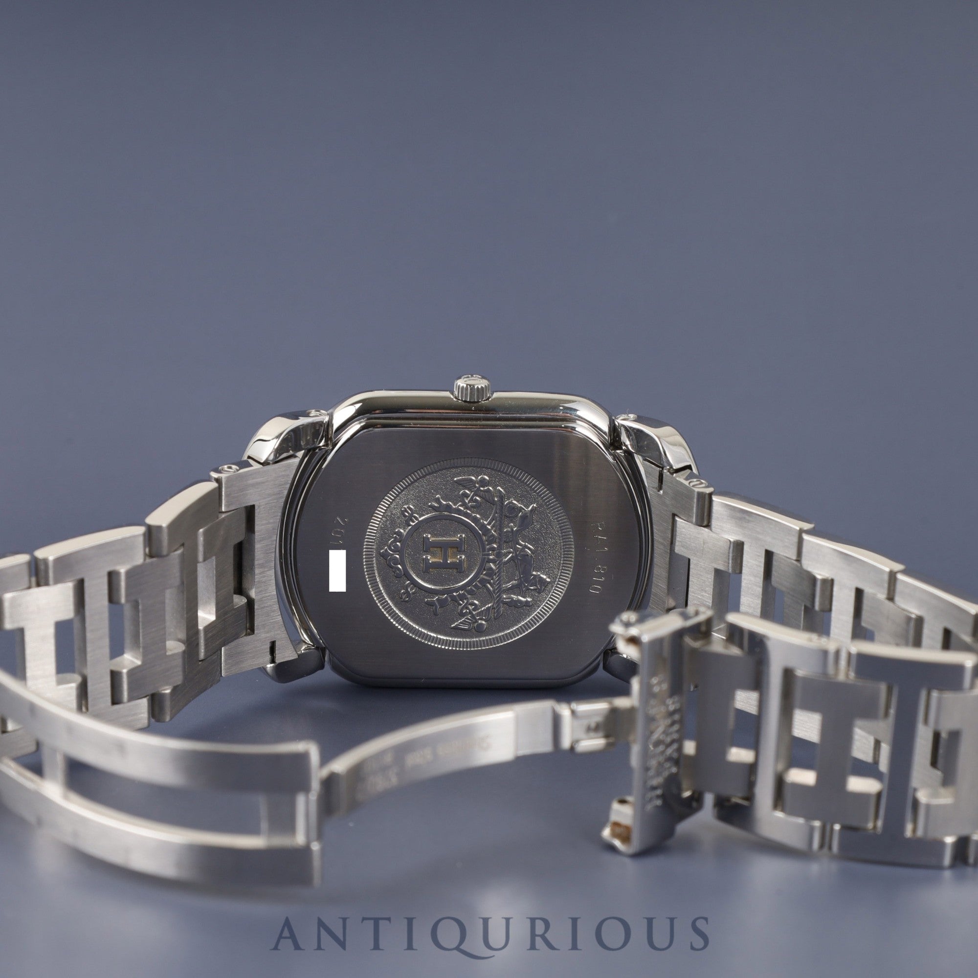 Hermes Rallye RA1.810 Quartz Cal.980.163 Stainless Steel White Dial Box Warranty Card Overhauled