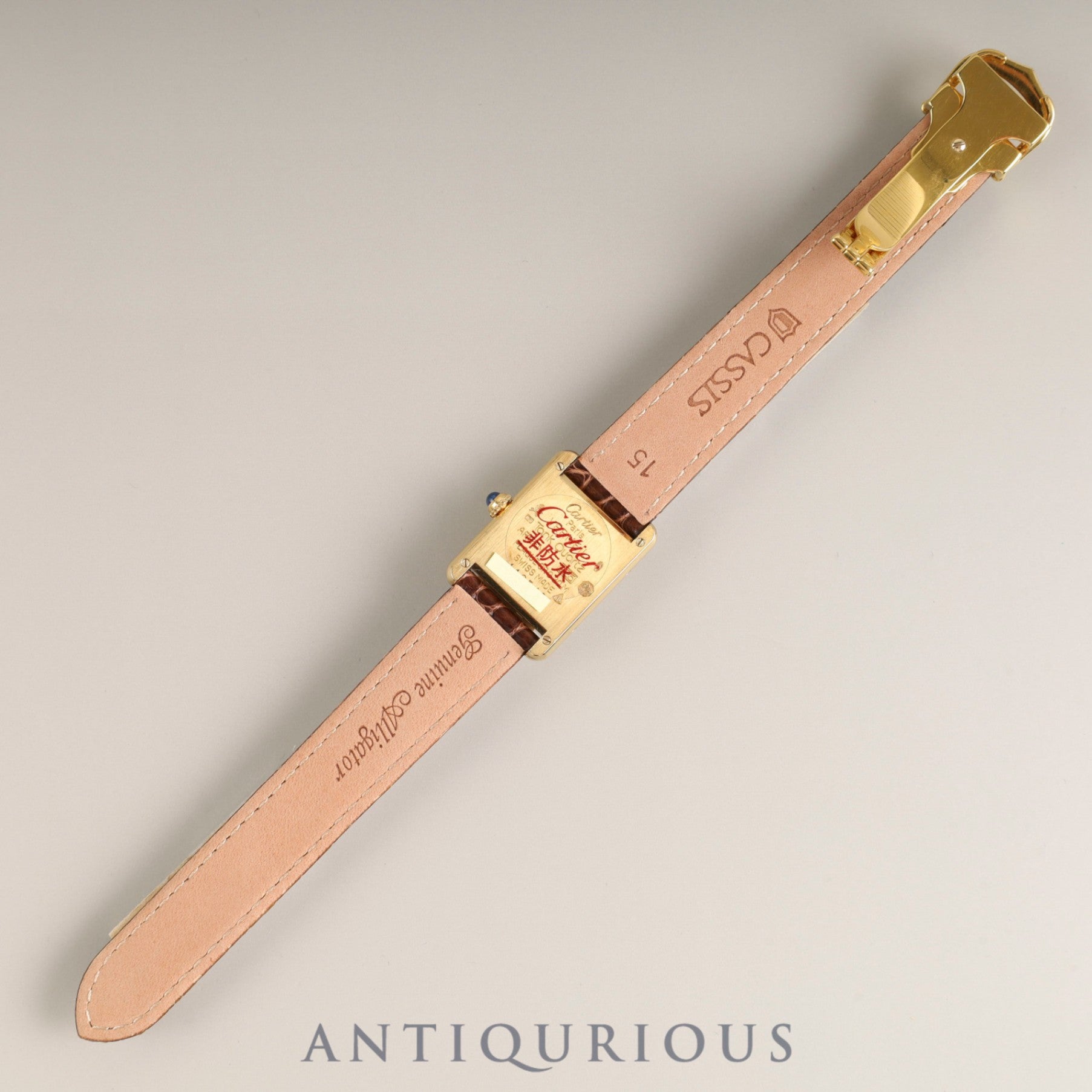 Cartier Must Tank SM 5057001 Quartz Cal.057 SV925 Leather Genuine D-buckle (GP) Opalan dial Overhauled