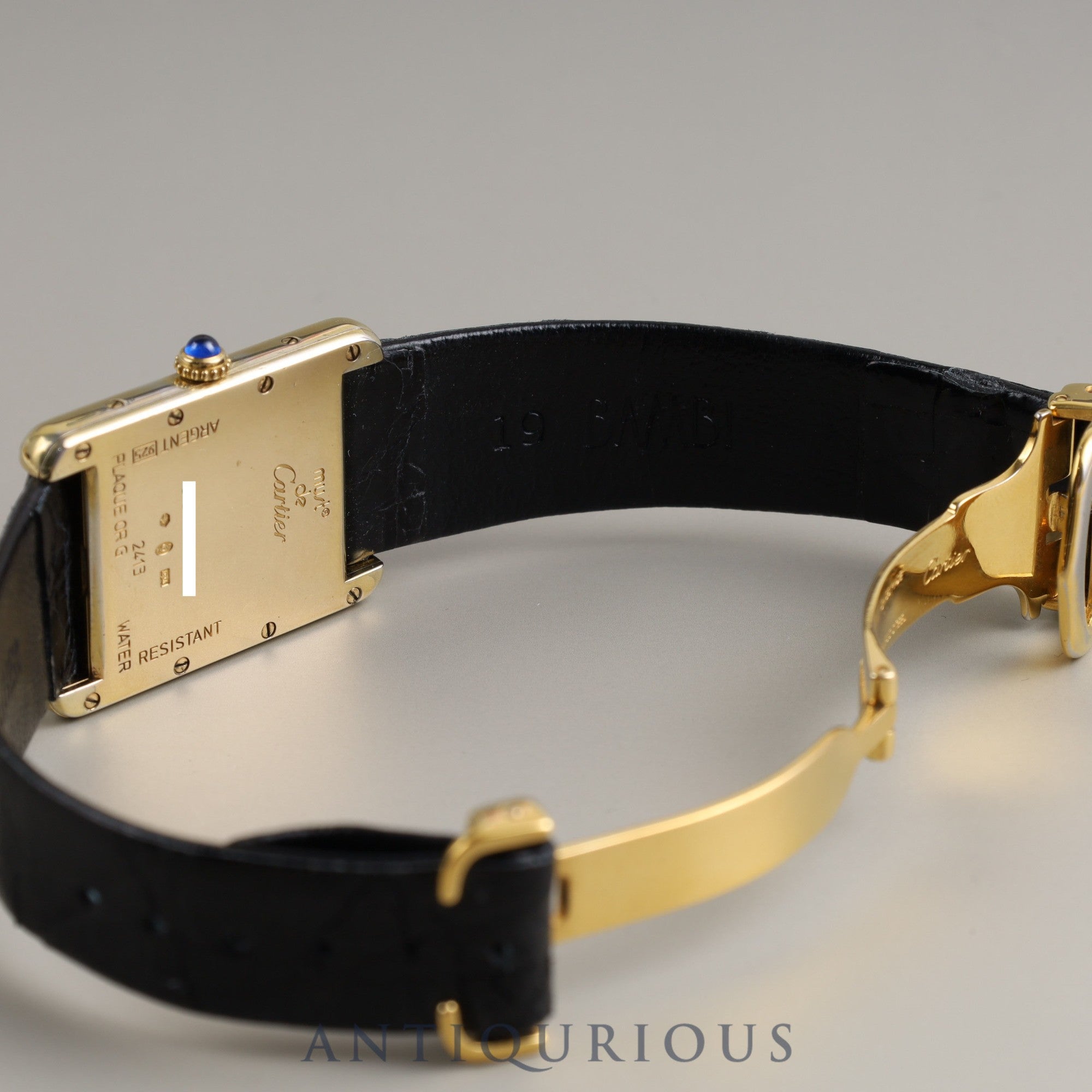Cartier Must Tank GM (XL) Date QZ W1013754 / 2413 Cal.687 SV925 Leather Genuine Buckle (GP) White Flying Roman CC Dial