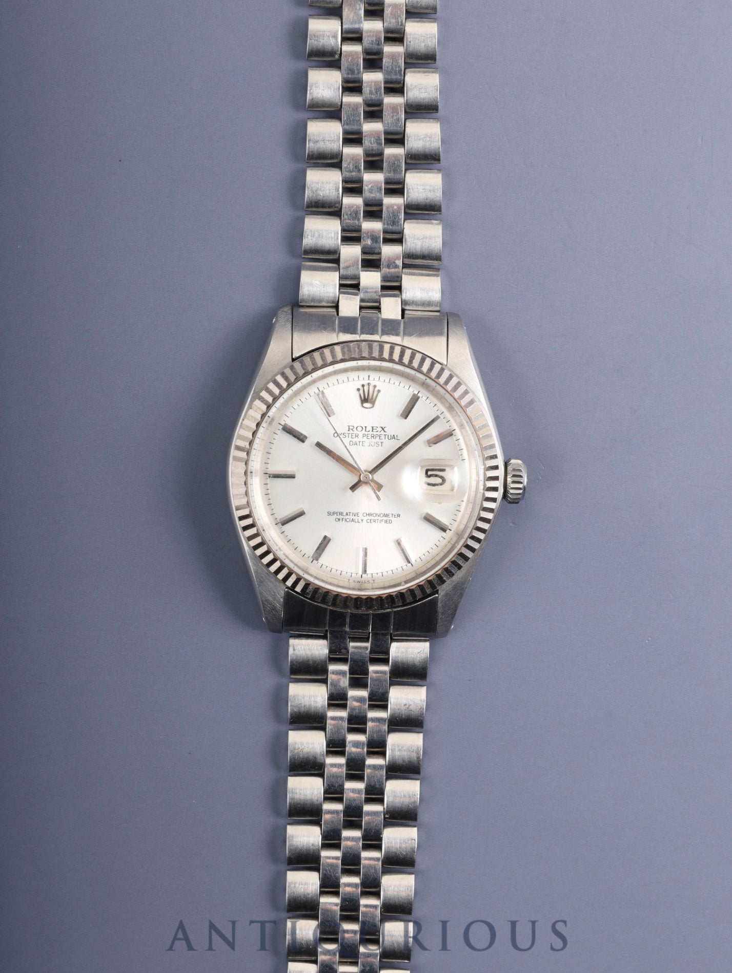 Rolex Datejust 1601 Automatic Caliber 1560 Stainless Steel/White Gold Stainless Steel Silver Dial No. 29 (1969) Overhauled