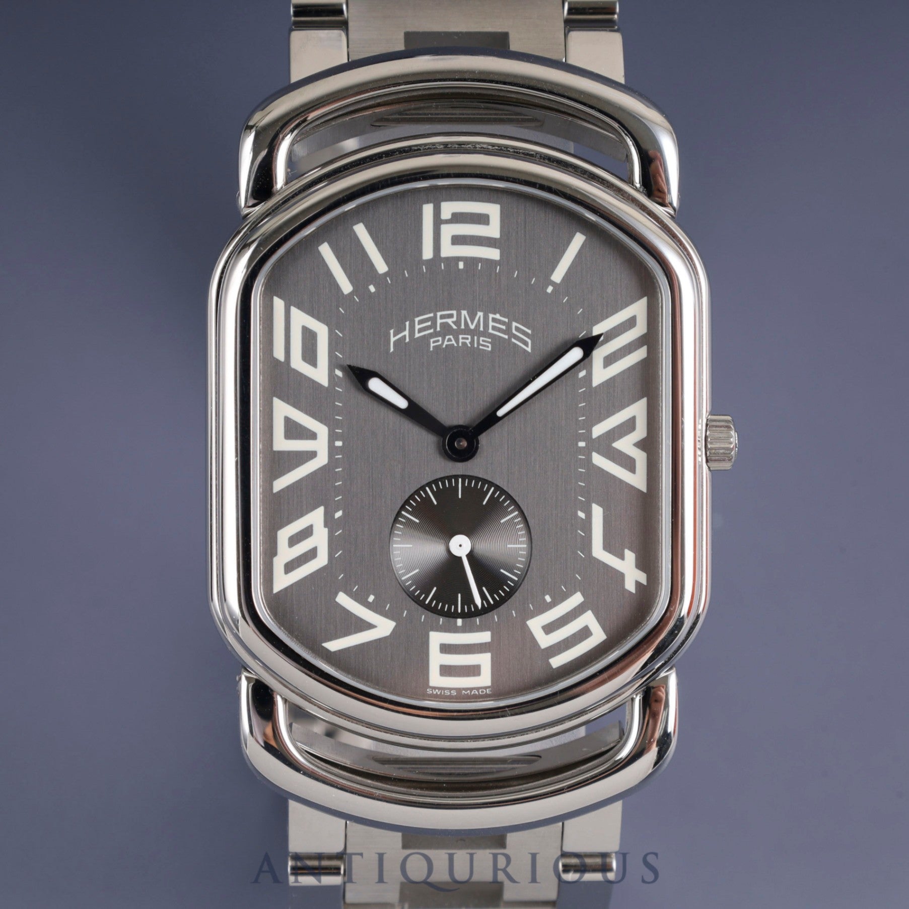 Hermes Rally RA1.810 Quartz Cal.980.163 SS SS Gray Dial Box Warranty (2009) Overhauled