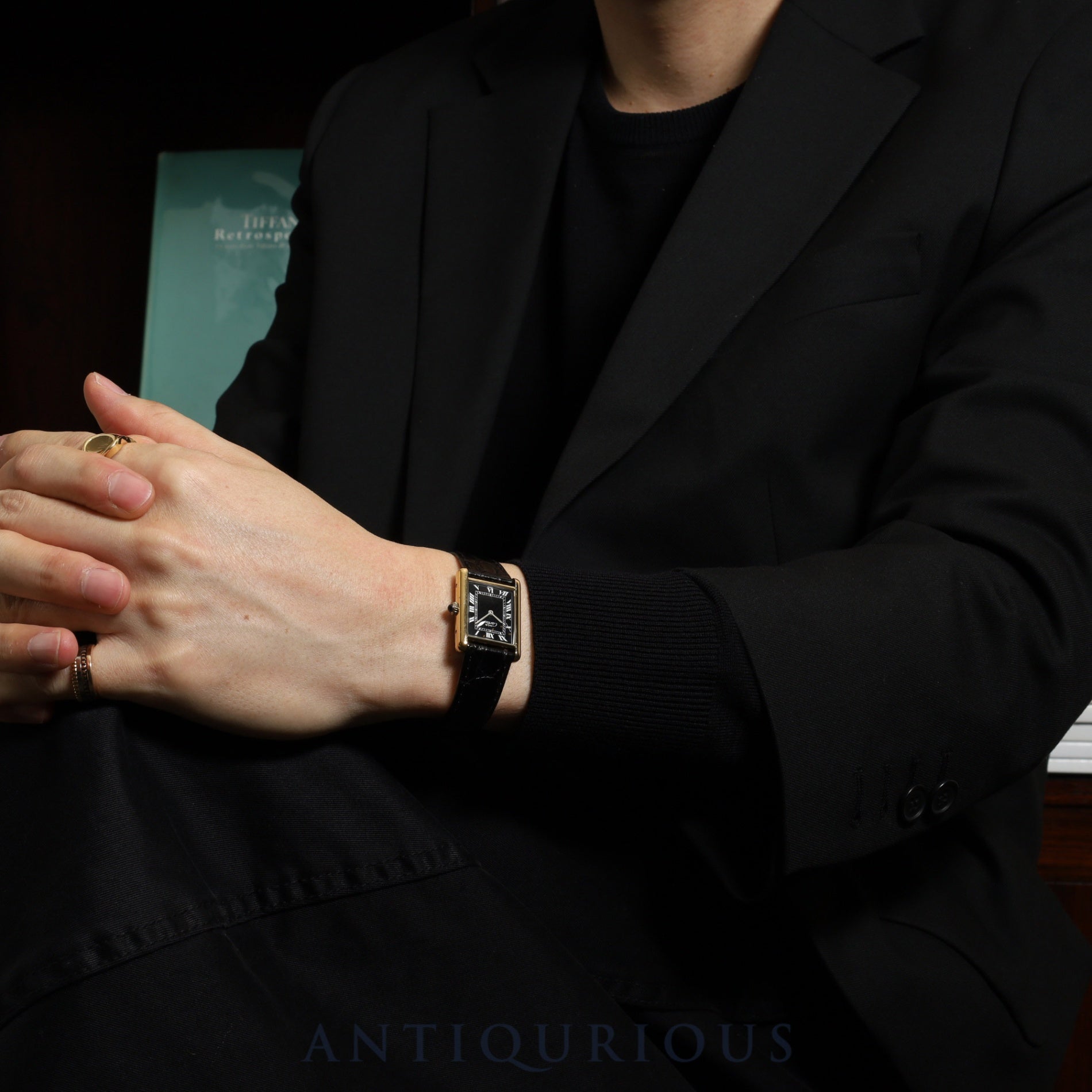 Cartier Must Tank LM Manual Winding Cal. 78-1 SV925 Leather Genuine Buckle (GP) Black Roman Dial Warranty Overhauled