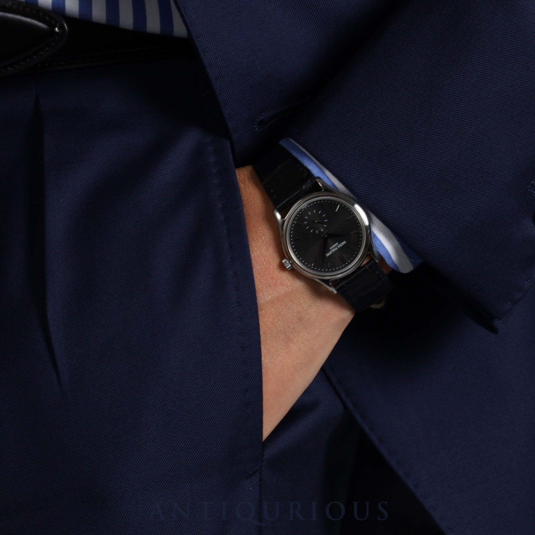 Patek Philippe Calatrava 3923A Manual winding Cal.215 SS Leather Genuine buckle (SS) Grey dial 1987 Repair details included