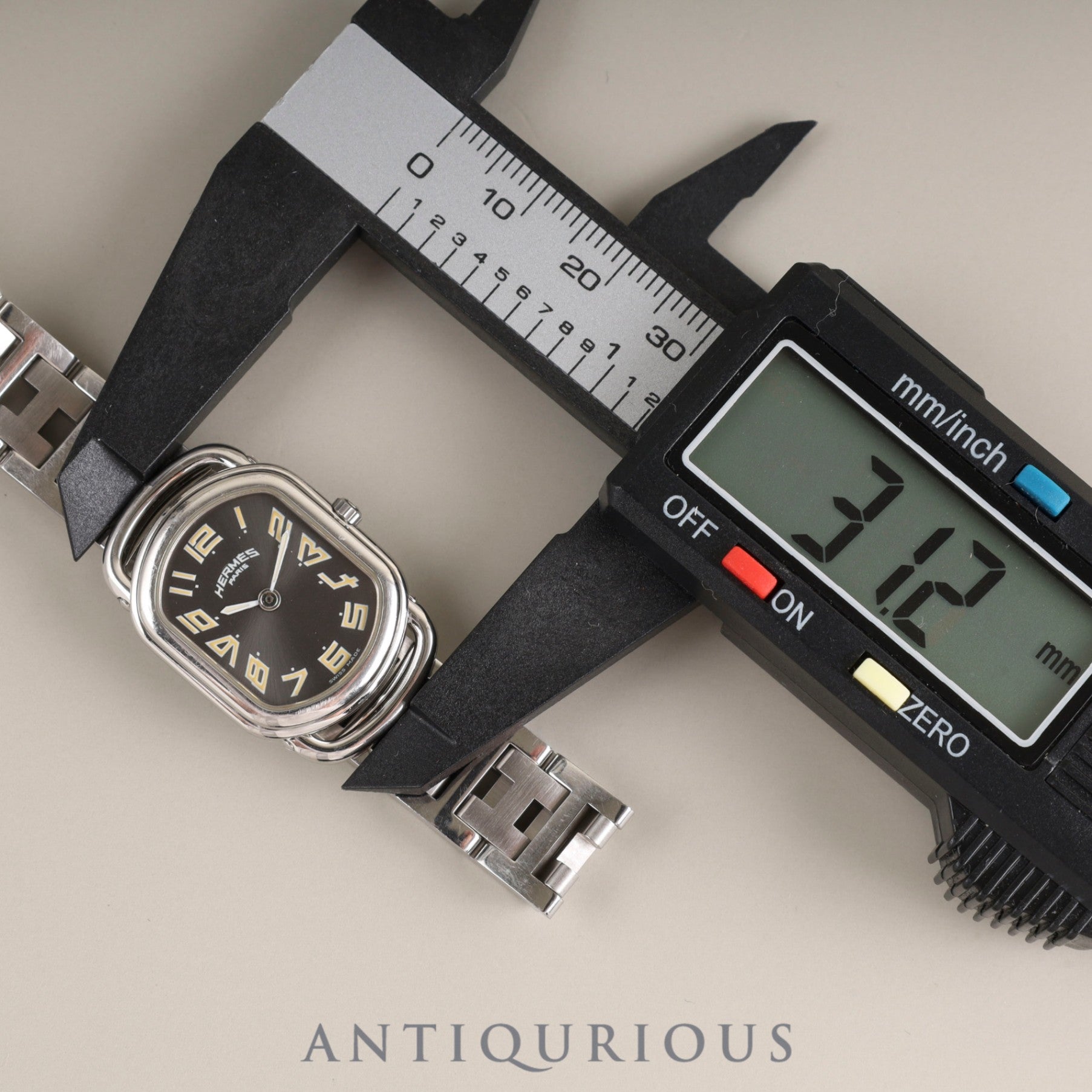 Hermes Rally RA1.210.231 / 3777 Quartz Cal.976.001 SS SS Gray Dial Box Booklet Warranty (1999) Overhauled