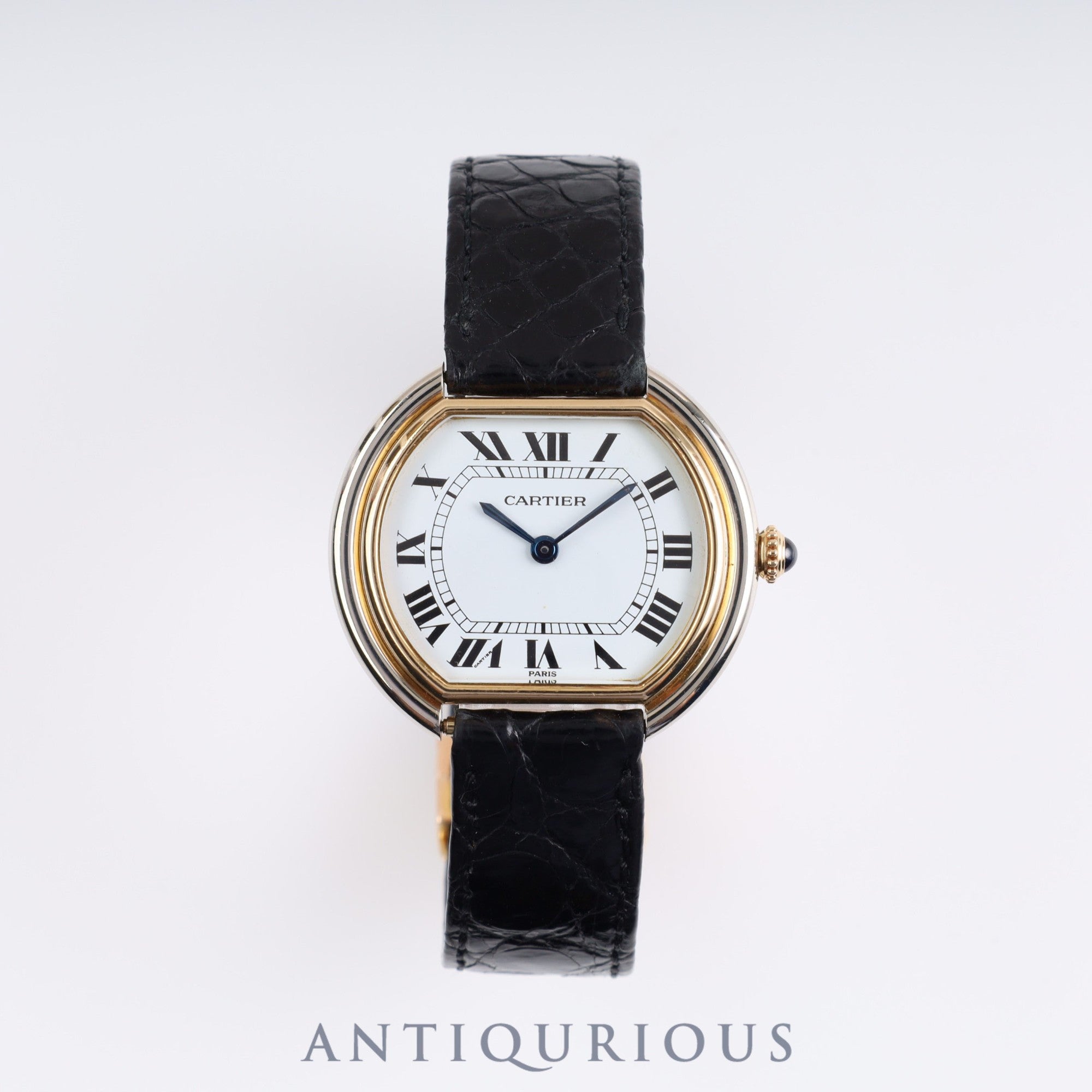 Cartier Ellipse LM 78091 Manual winding Cal.78-1 ETA 2512-1 YG/WG Leather Genuine buckle (750) White dial
