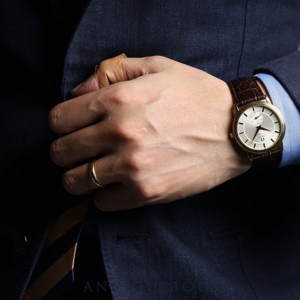 オメガ デ・ヴィル プレステージ 4620.31 手巻き Cal.652 YG 革 純正尾錠(GP)シルバー文字盤 34mm