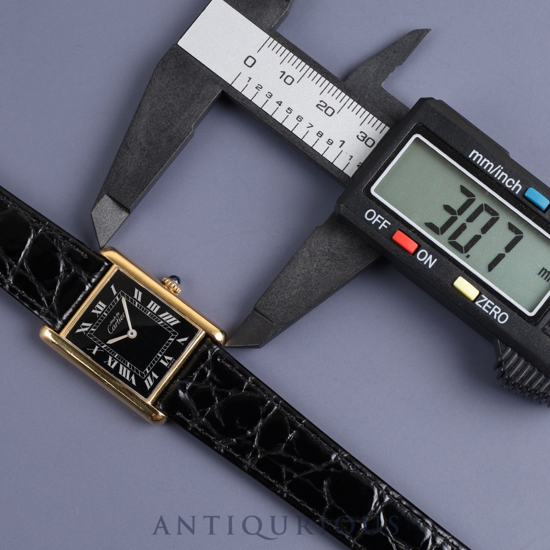 カルティエ マストタンク LM 手巻き Cal.78-1 925 革 純正尾錠(GP)ブラックローマン文字盤 オーバーホール済み 新品仕上げ済み