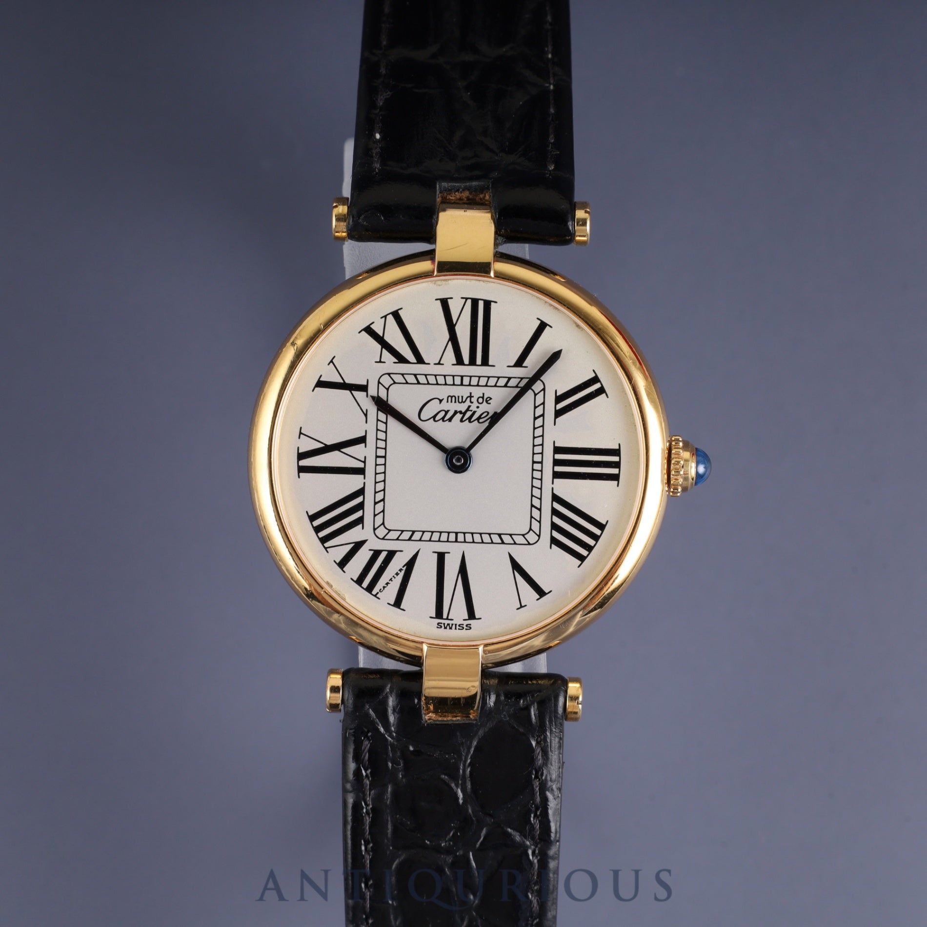 Cartier Must Vendôme VLC LM W1005454 / 590003 Quartz Caliber 90 SV925 Leather Strap Genuine GP Buckle Opalescent Dial Warranty (1997 / Personally Inscribed) Overhauled