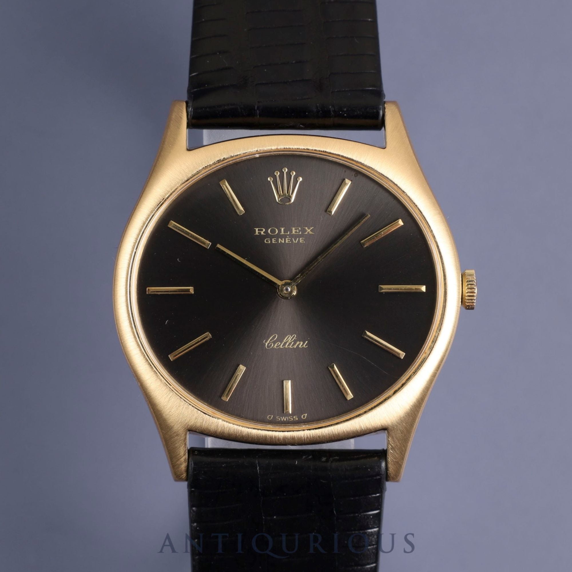 Rolex Cellini 3806/8 Manual winding Cal.1600 750 Leather Genuine buckle (GP) Black dial No. 40 (1974) Box International service warranty (2013) Overhauled
