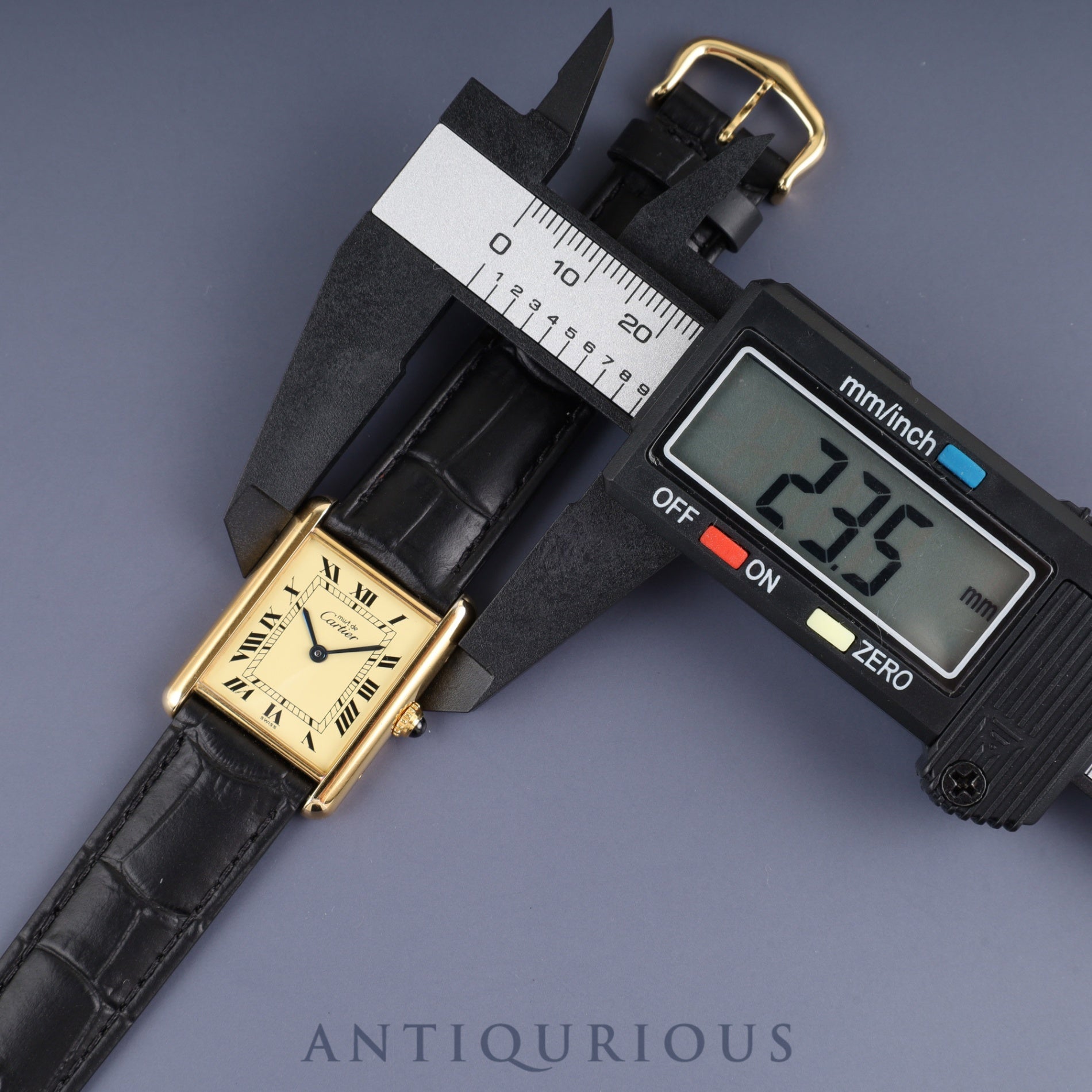 Cartier Must Tank LM 590005 Quartz Caliber 90 SV925 Leather Strap with Genuine GP Buckle Ivory Roman Dial Box and Booklet Overhauled