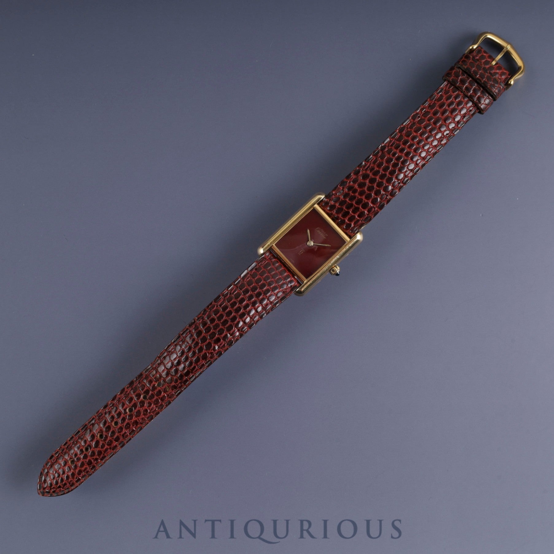 Cartier Must Tank SM 3 66001 Quartz SV925 Genuine leather strap Genuine buckle (GP) Garnet dial Bordeaux dial Overhauled