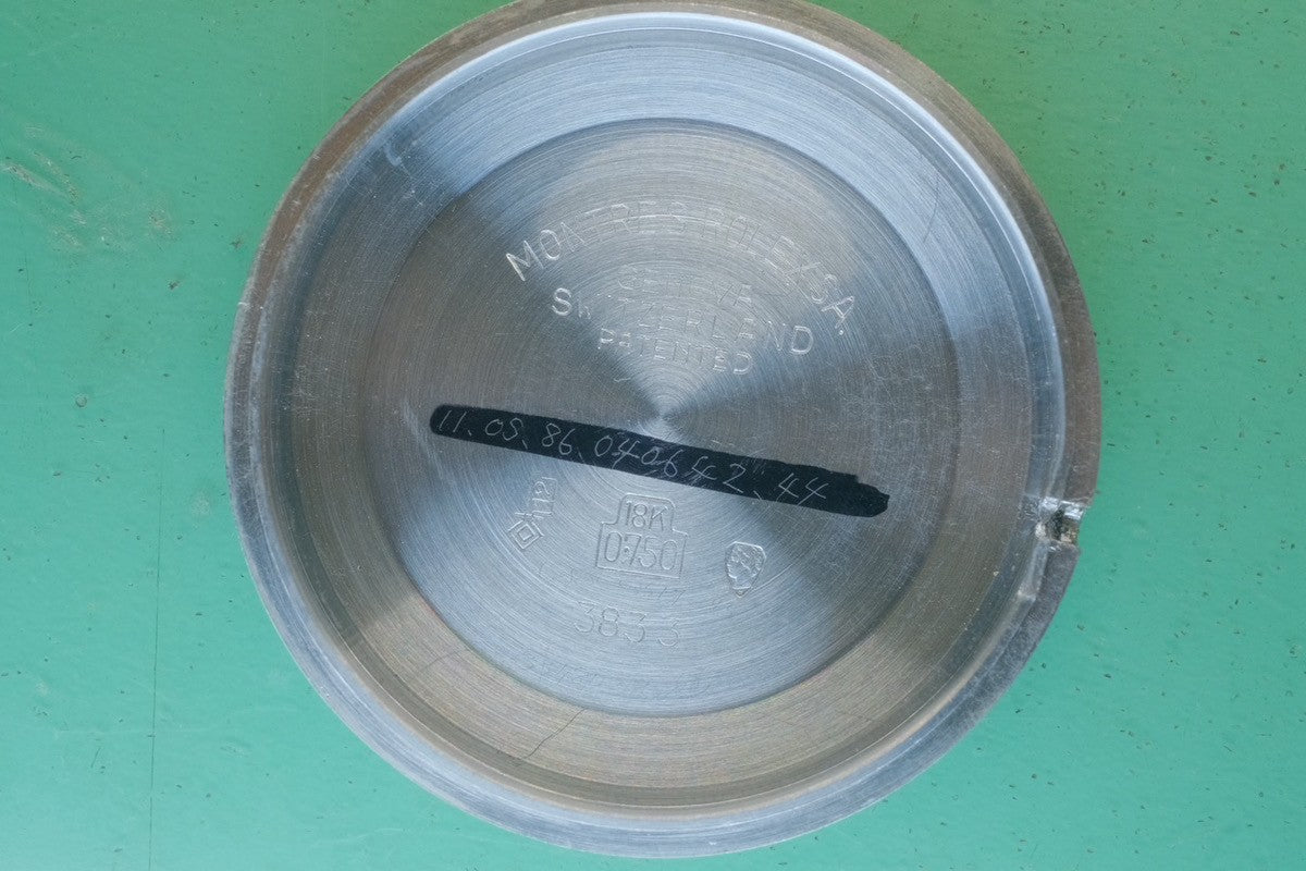 Rolex Cellini 3833, manual winding, Cal. 1600, 750 movement, leather, genuine stainless steel buckle, silver dial, no. 30 (1970), overhauled.