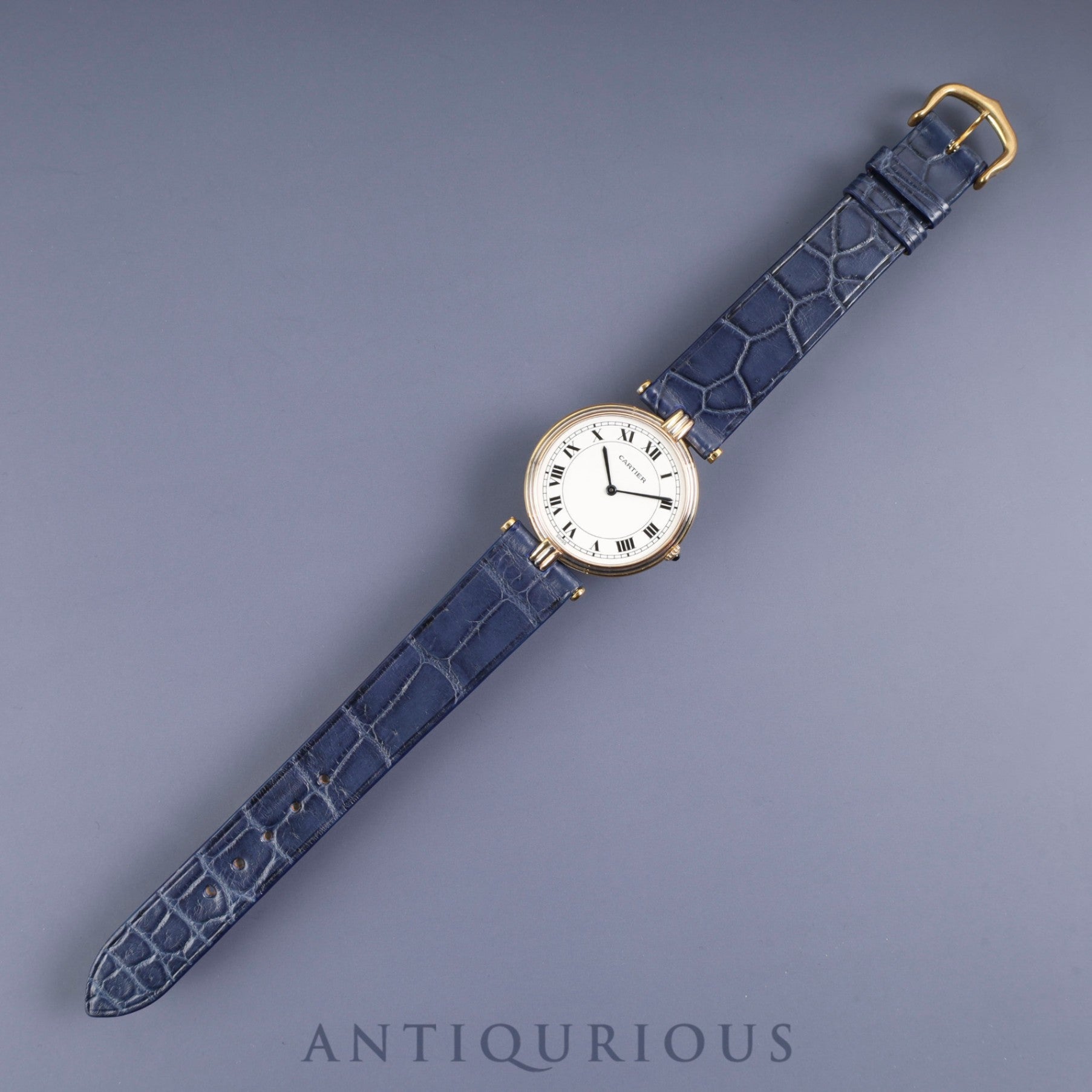 カルティエ ヴァンドーム VLC LM 881003 クォーツ Cal.81 18K 革 純正尾錠(GP)ホワイトローマン文字盤 オーバーホール済み