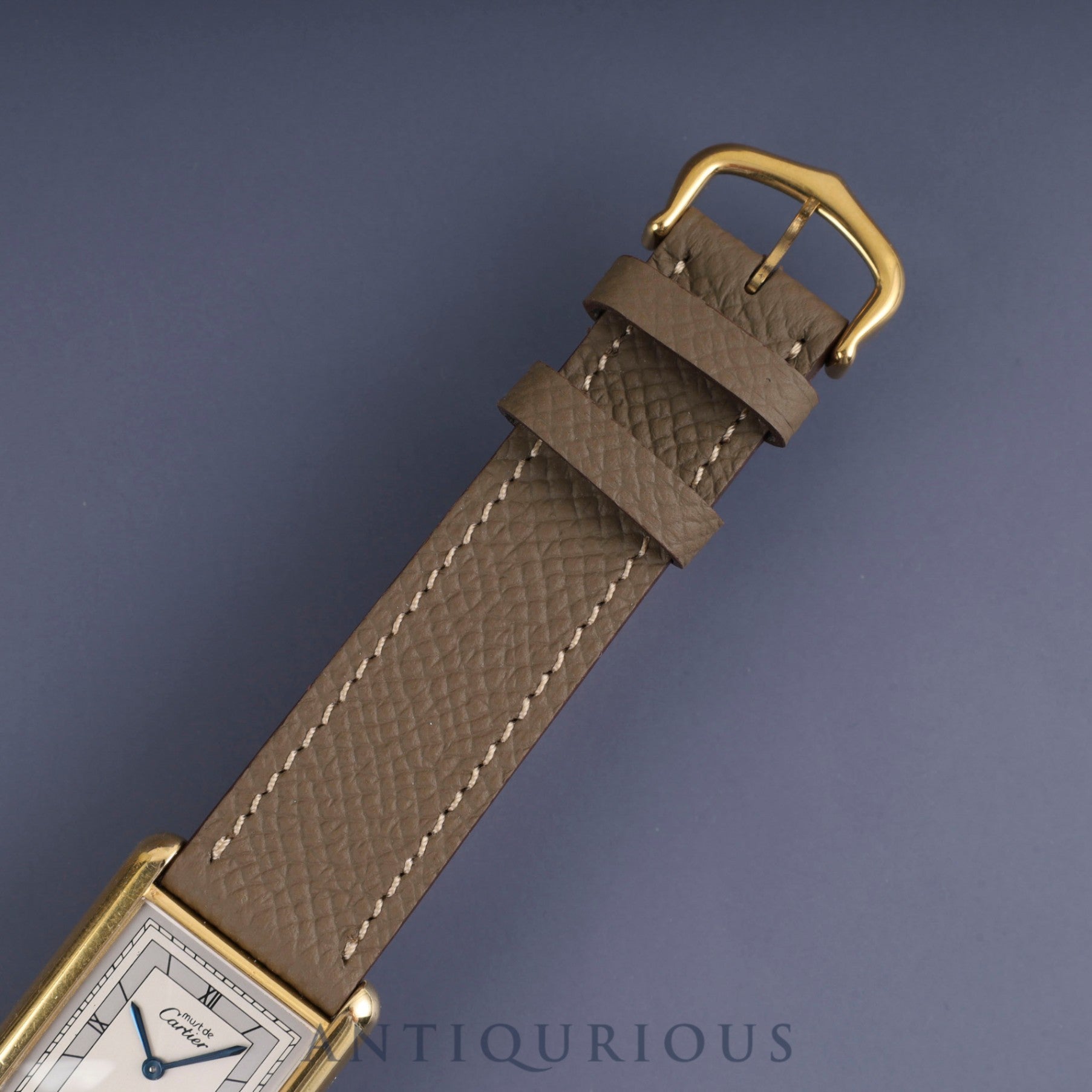 Cartier Must Tank LM 6 81006 Quartz Cal.81 SV925 Leather Genuine Buckle (GP) Silver Flying Roman Dial Overhauled