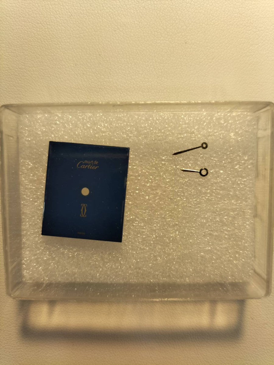 Cartier Must Tank LM Manual Winding Caliber 78-1 SV925 Leather Strap with Genuine GP Buckle, Lapis Lazuli Dial, Circa 1976-1981, Overhauled and Finished to Like New