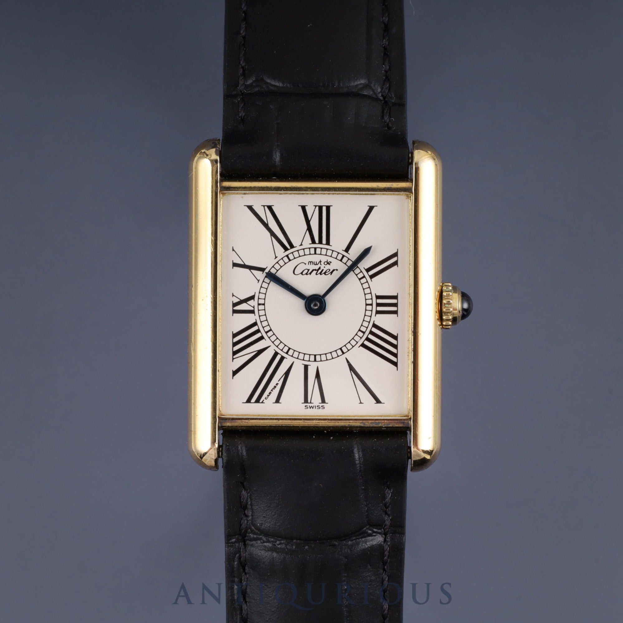 カルティエ マストタンク LM 1615 クォーツ Cal.90 SV925 革 純正Dバックル(GP) オパラン文字盤 オーバーホール済み