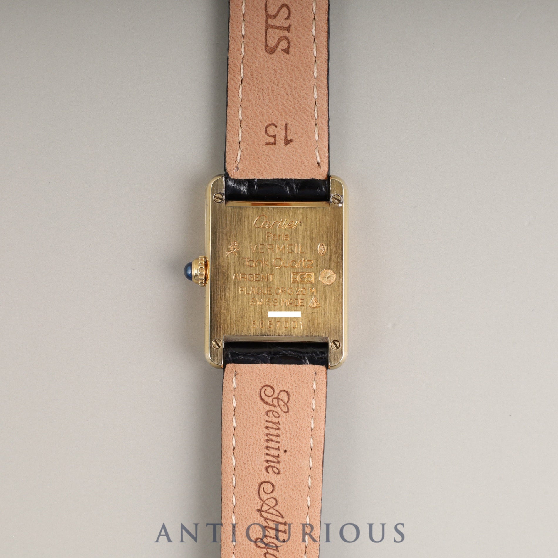 カルティエ マストタンク SM 5057001 クォーツ Cal.057 SV925 革 純正Dバックル(GP) アラビア文字盤 1982年頃~1995年頃 箱 保証書 オーバーホール済み