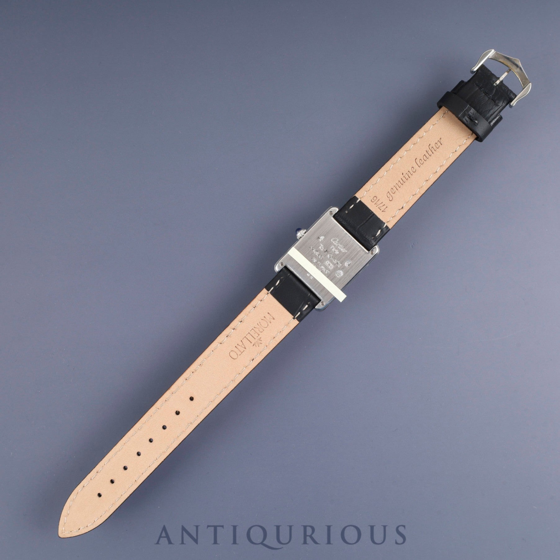 Cartier Must Tank LM 681006 Quartz Caliber 81 SV925 Leather Strap with Genuine Stainless Steel Buckle, White Roman Dial, Circa 1982-1995, Overhauled and Finished to Like New