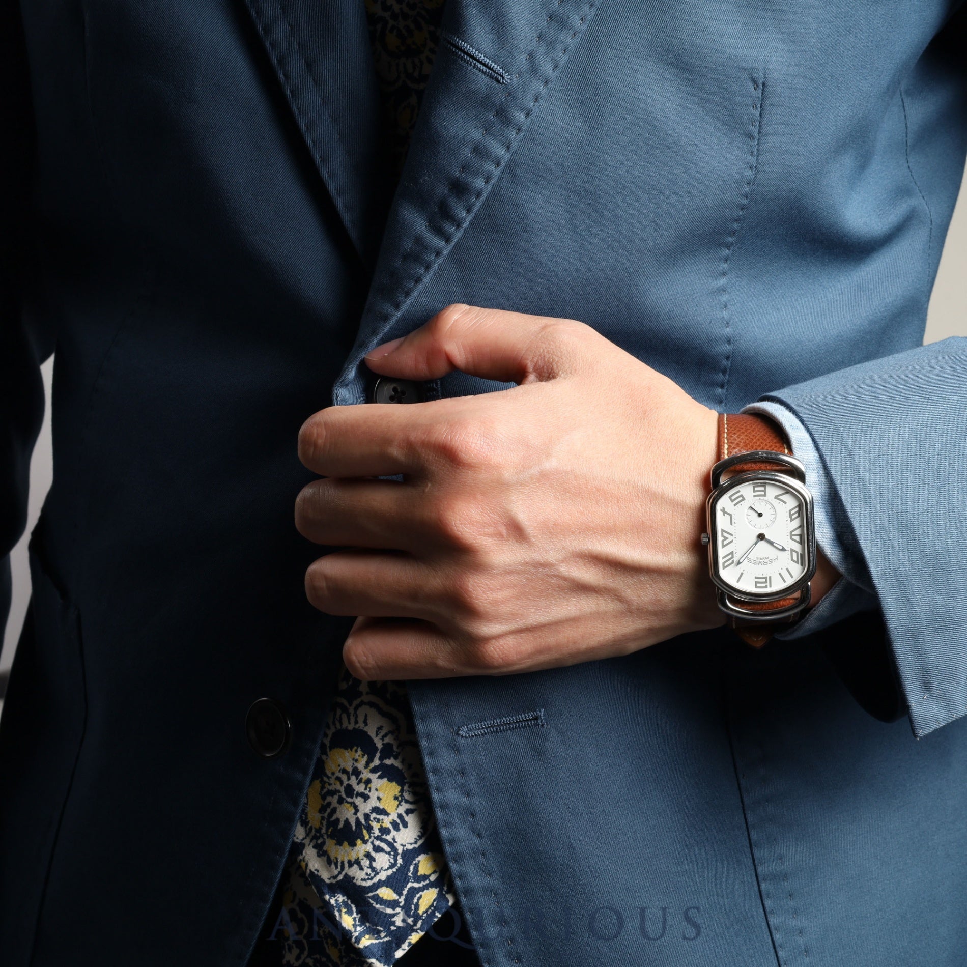 Hermes Rally RA1.810 Quartz Cal.980.163 SS Genuine leather strap (□F stamp: 2002) Genuine buckle (SS) White dial Overhauled