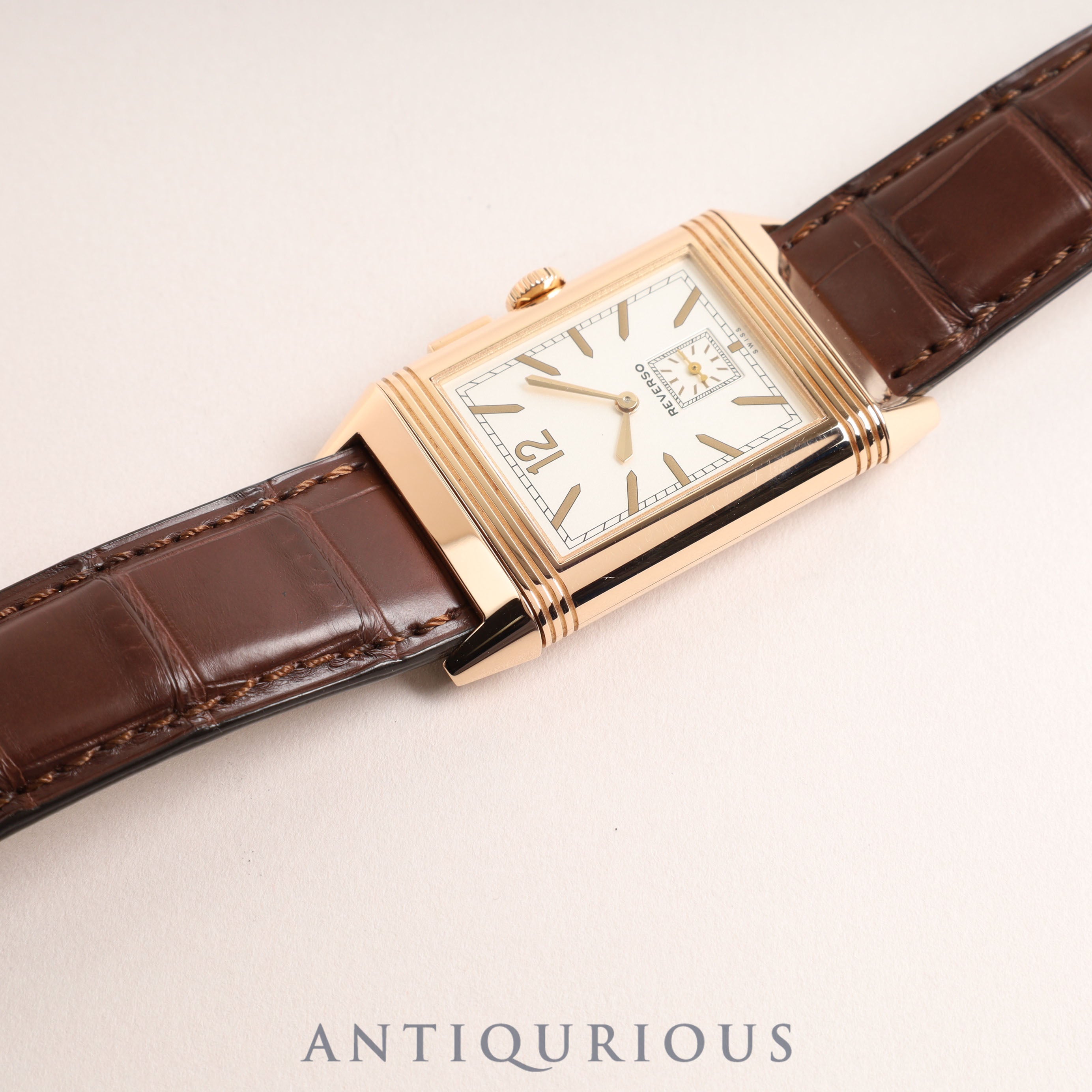 ジャガー・ルクルト グランドレベルソウルトラスリムデュオ 278.2.54/Q3782520 手巻き Cal.854 PG 革 純正尾錠(750)シルバー/ブラック文字盤 箱 保証書 (2017年)