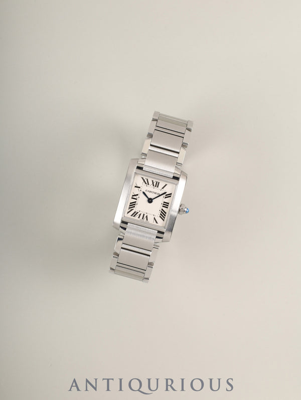 Cartier Tank Française SM W51008Q3 / 2384 Quartz Cal.057 SS SS White Roman SWISS MADE mark Box Booklet Warranty Card (undated) Overhauled