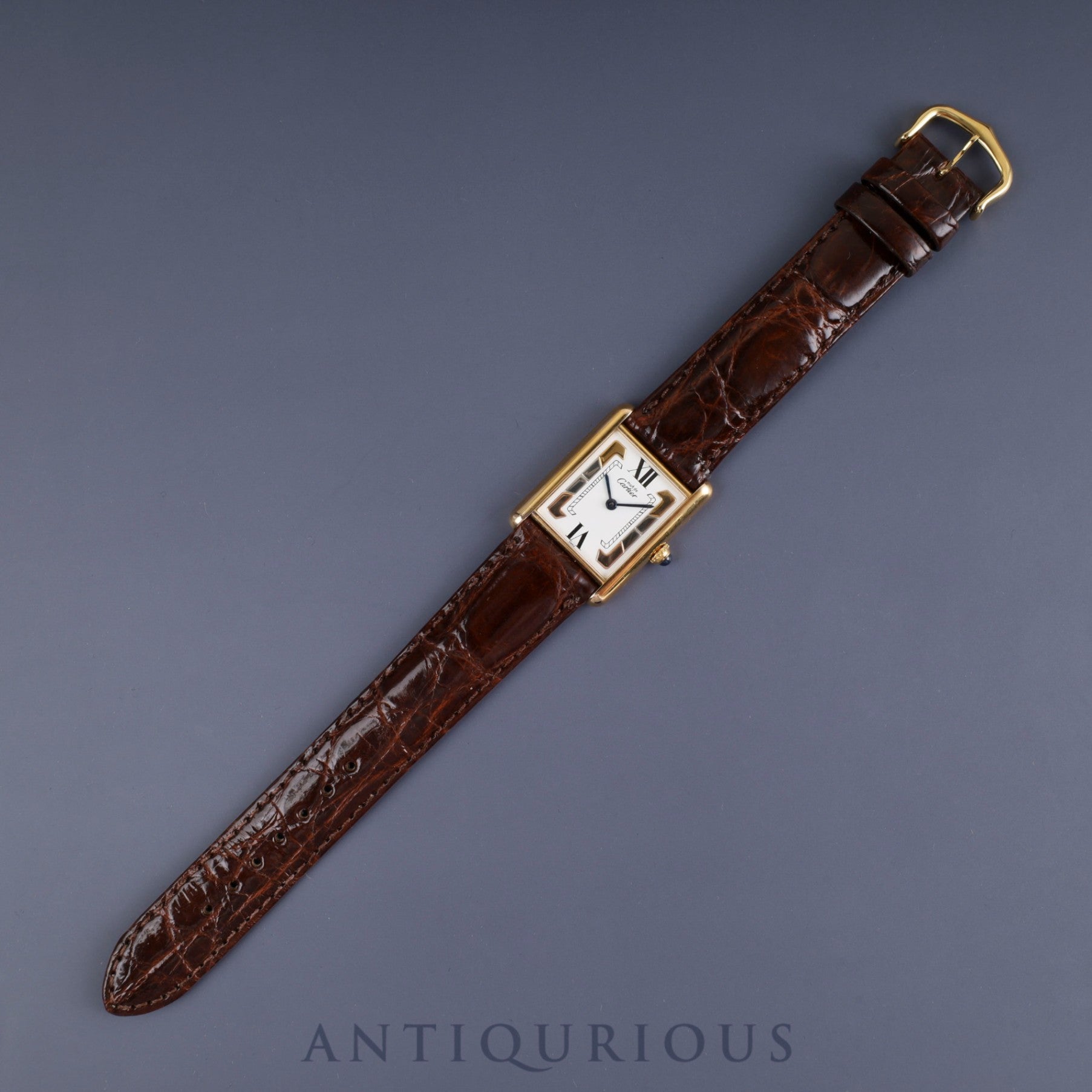 カルティエ マストタンク LM 590005 クォーツ Cal.90 SV925 革 純正尾錠(GP)サイドトリニティ文字盤 オーバーホール済み