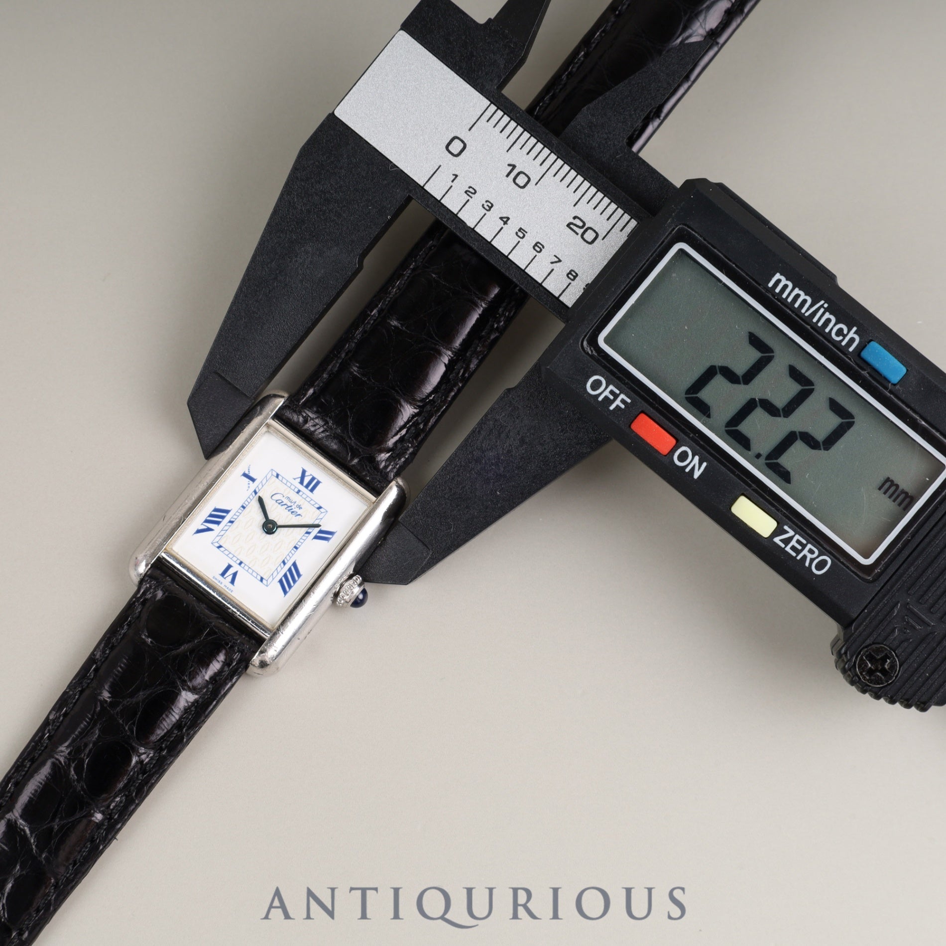 Cartier Must Tank MM W1014054 / 2416 Quartz Caliber 057 SV925 Leather Strap with Genuine D-Clasp (Stainless Steel) White Roman Dial (SWISS MADE) Overhauled