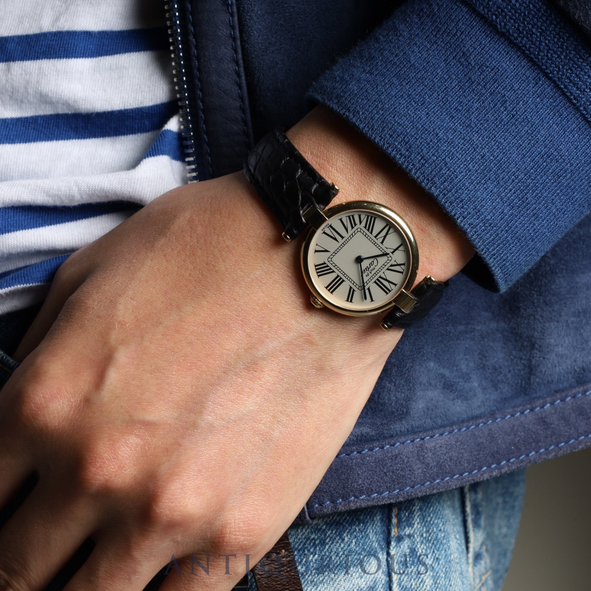 カルティエ マスト ヴァンドーム VLC LM 590003 クォーツ Cal.690 SV925 革 純正Dバックル(GP) オパラン文字盤 オーバーホール済み