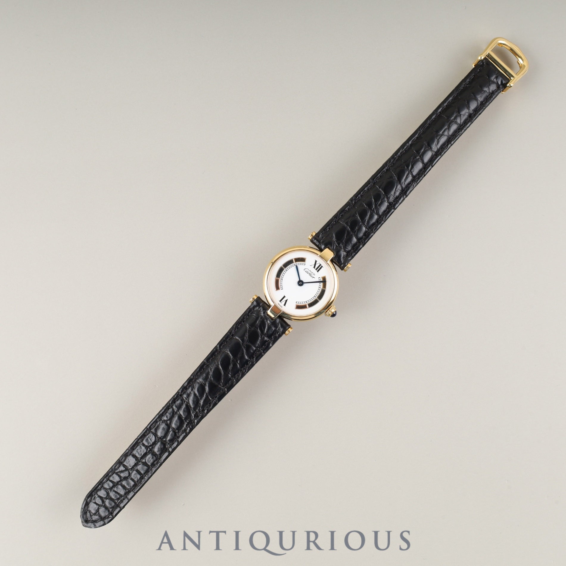 カルティエ マスト ヴァンドーム VLC SM W1006554 / 590004 クォーツ Cal.90 SV925 革 純正Dバックル(GP) サイドトリニティ文字盤 冊子 保証書(1994年)オーバーホール済み