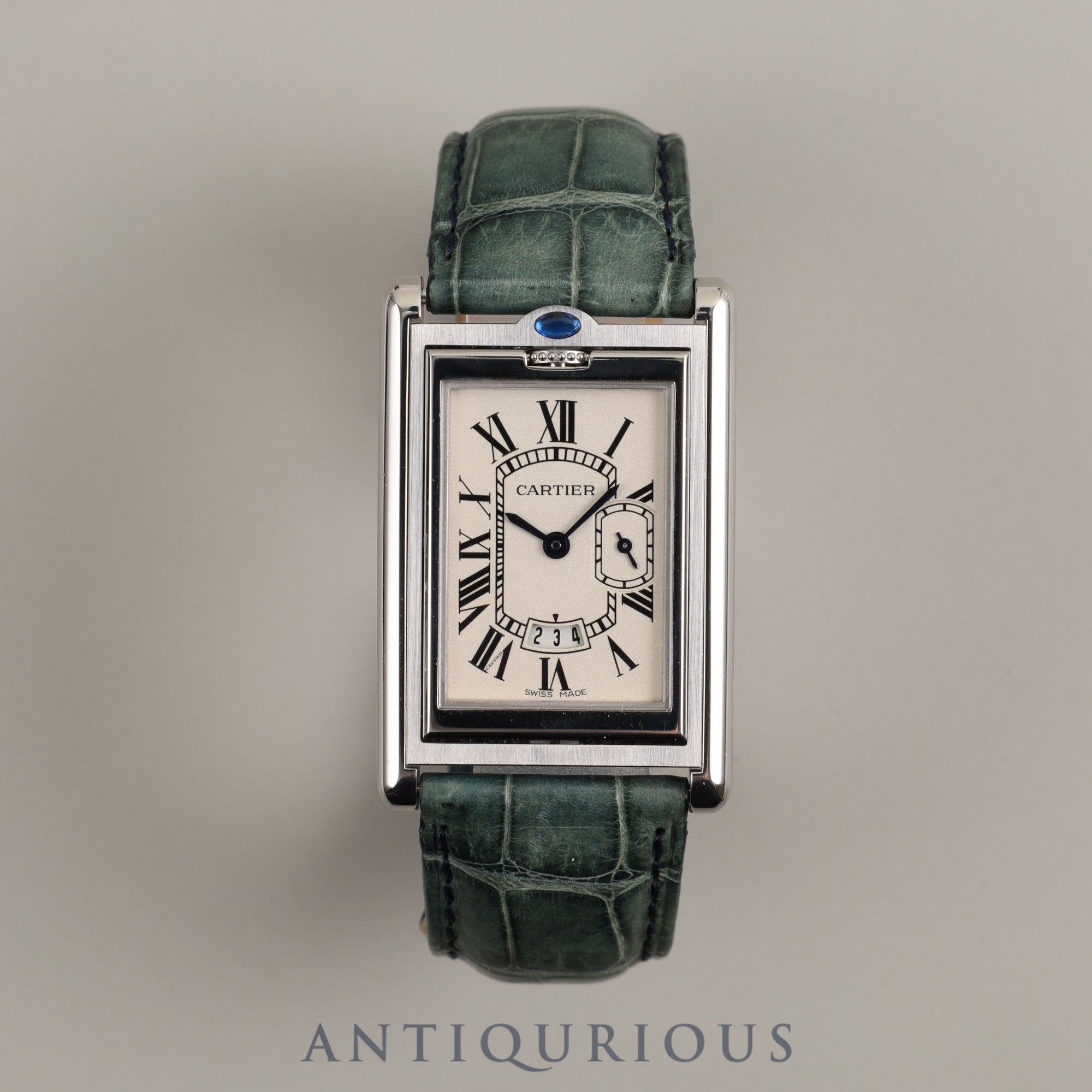 Cartier Tank Basculant LM / 2522 Quartz SS Leather Genuine Buckle (SS) Silver Dial Box Warranty Card Complete Cartier Boutique Service