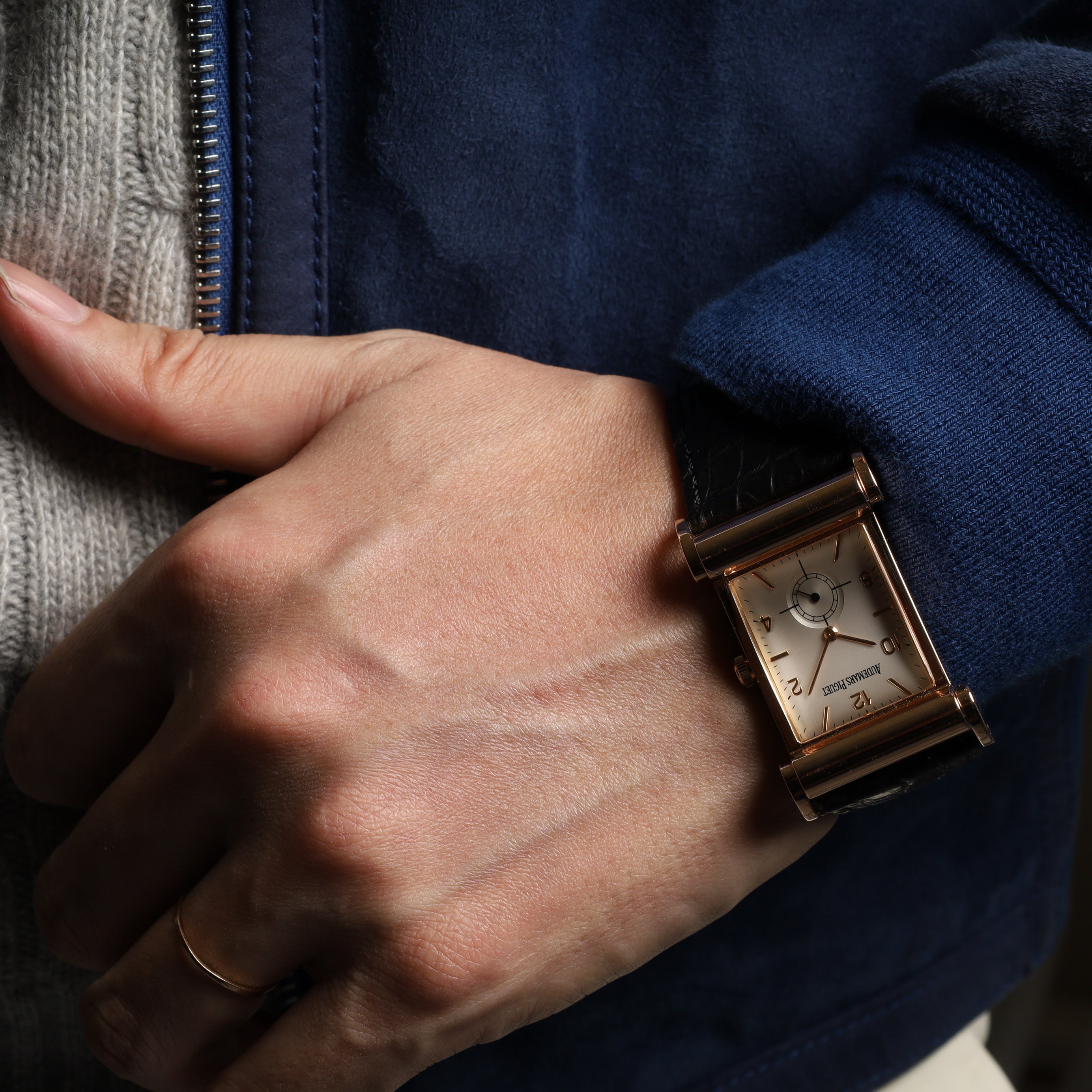 オーデマ・ピゲ カナぺ 149340R.00.A002XX.01 手巻き Cal.2085/2832 750PG 革 純正尾錠(750PG)アイボリー文字盤 紙箱 コンプリートサービス済み