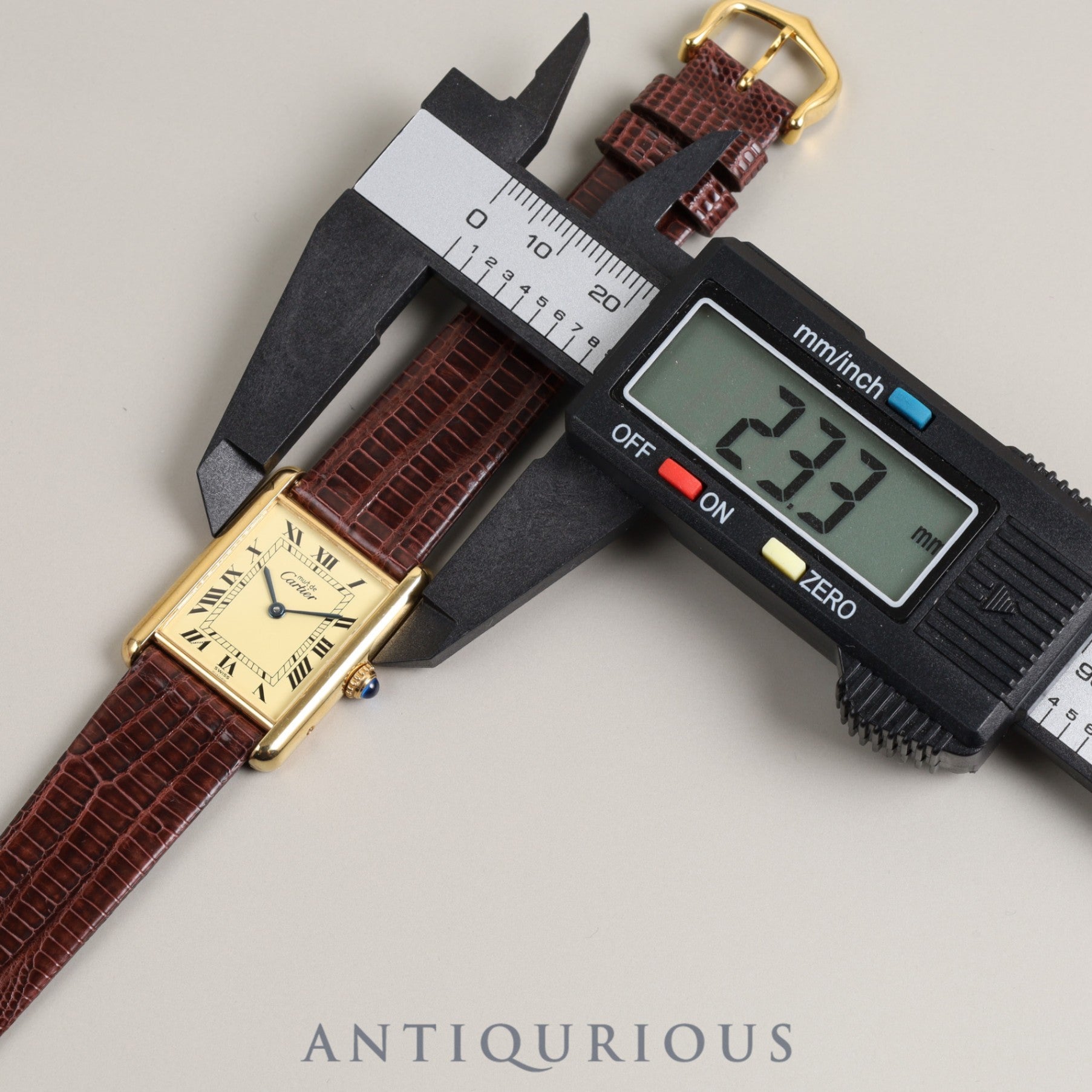 Cartier Must Tank LM QZ 590005 Cal.90 SV925 Leather Genuine Buckle (GP) Ivory Dial Box Warranty (1990) Overhauled