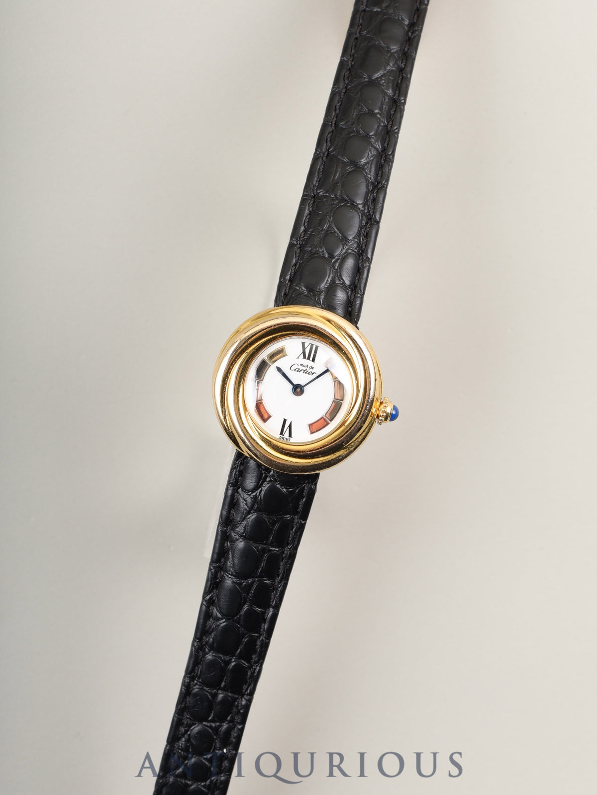Cartier Must Trinity W1010744 / 2735 Quartz Caliber - SV925 Leather Strap with Genuine D-Clasp (GP) Buckle, Side Trinity Dial, Overhauled