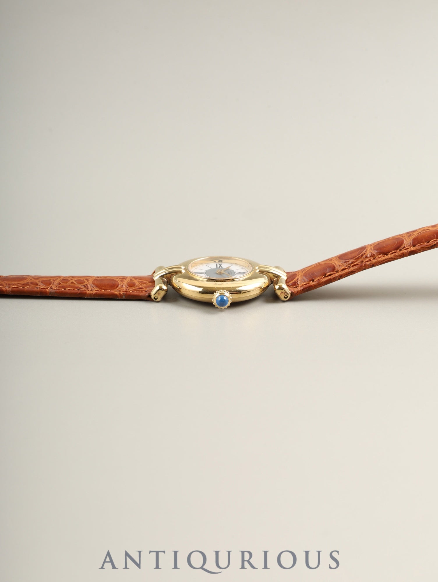 カルティエ マストコリゼ W1006654 / 590002 クォーツ Cal.90 SV925 革 純正Dバックル(GP) センターグレー飛びローマン文字盤 冊子 保証書(1991年)オーバーホール済み