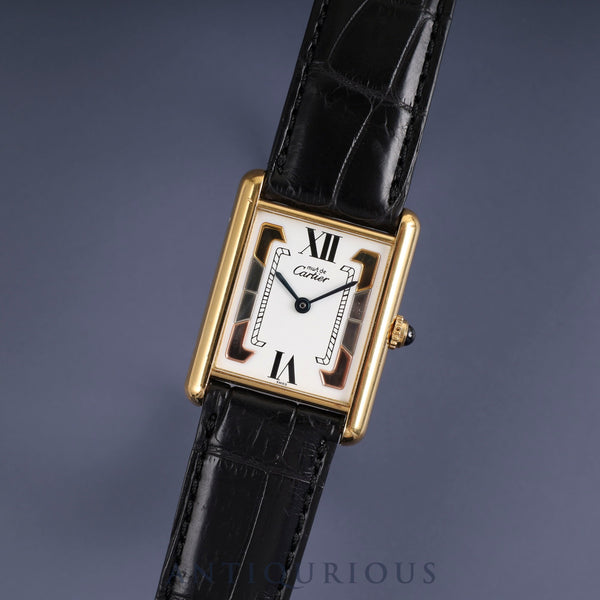 Cartier Must Tank LM 590005 Quartz Cal.90 SV925 Leather Genuine D Buckle (GP) Trinity Dial Overhauled