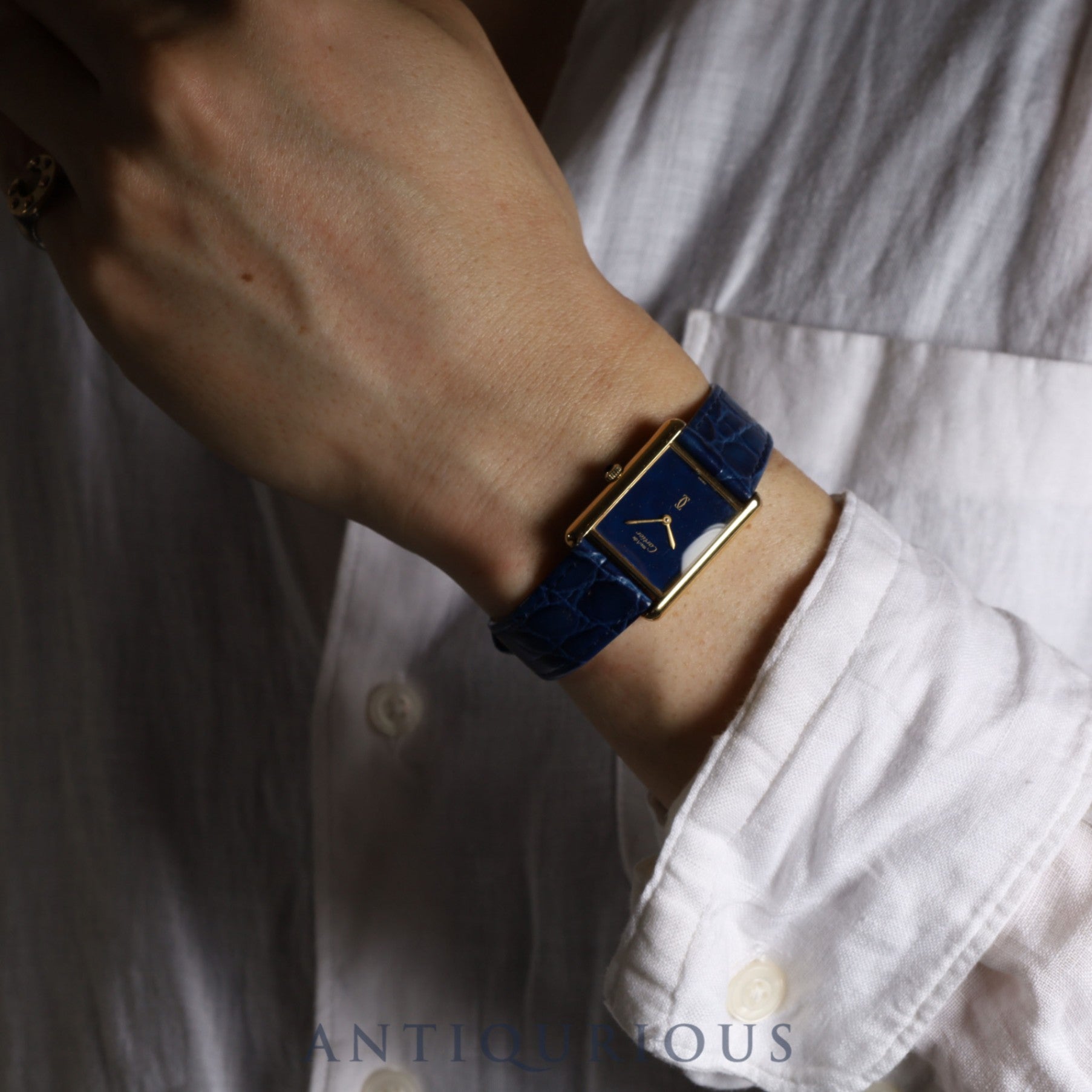 Cartier Must Tank LM Manual winding Cal.78-1 SV925 Leather Genuine buckle (GP) Lapis lazuli dial Overhauled