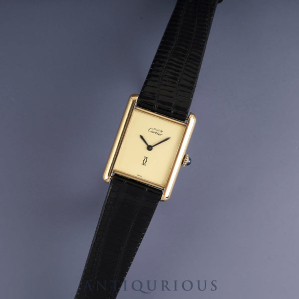 Cartier Must Tank LM Manual winding Cal.78-1 SV925 Leather Genuine buckle (GP) Ivory dial Overhauled