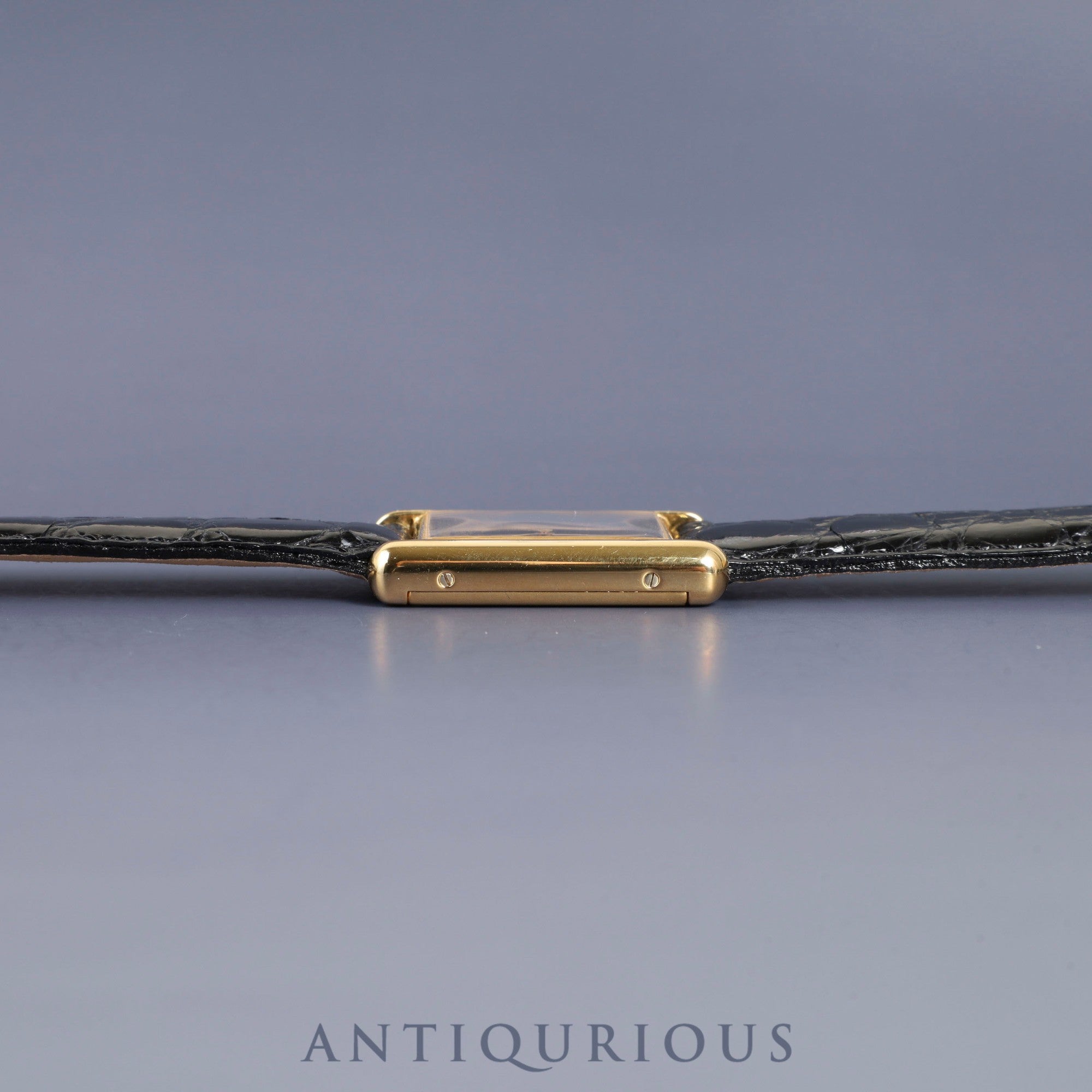 Cartier Must Tank LM Manual Winding Caliber 78-1 SV925 Leather Strap with Genuine GP Buckle, Onyx Dial, Circa 1976-1981, Overhauled and Finished to Like New