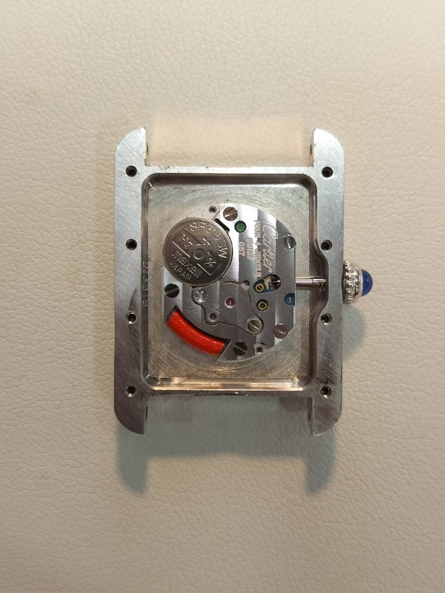 カルティエ マストタンク MM 2416 クォーツ Cal.057 SV925 革 純正尾錠(SS) ピンクローマン文字盤 箱 保証書(2000年)冊子 クリスマス限定 オーバーホール済み