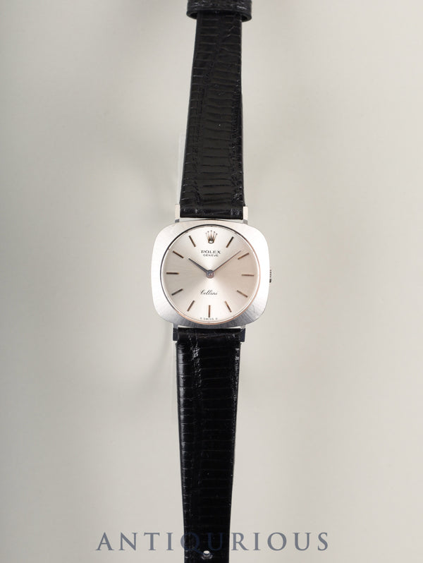 Rolex Cellini 3747 Manual Winding Caliber 1600 750 Leather Strap with Genuine Buckle (GP) Silver Dial No. 31 (1970) Overhauled